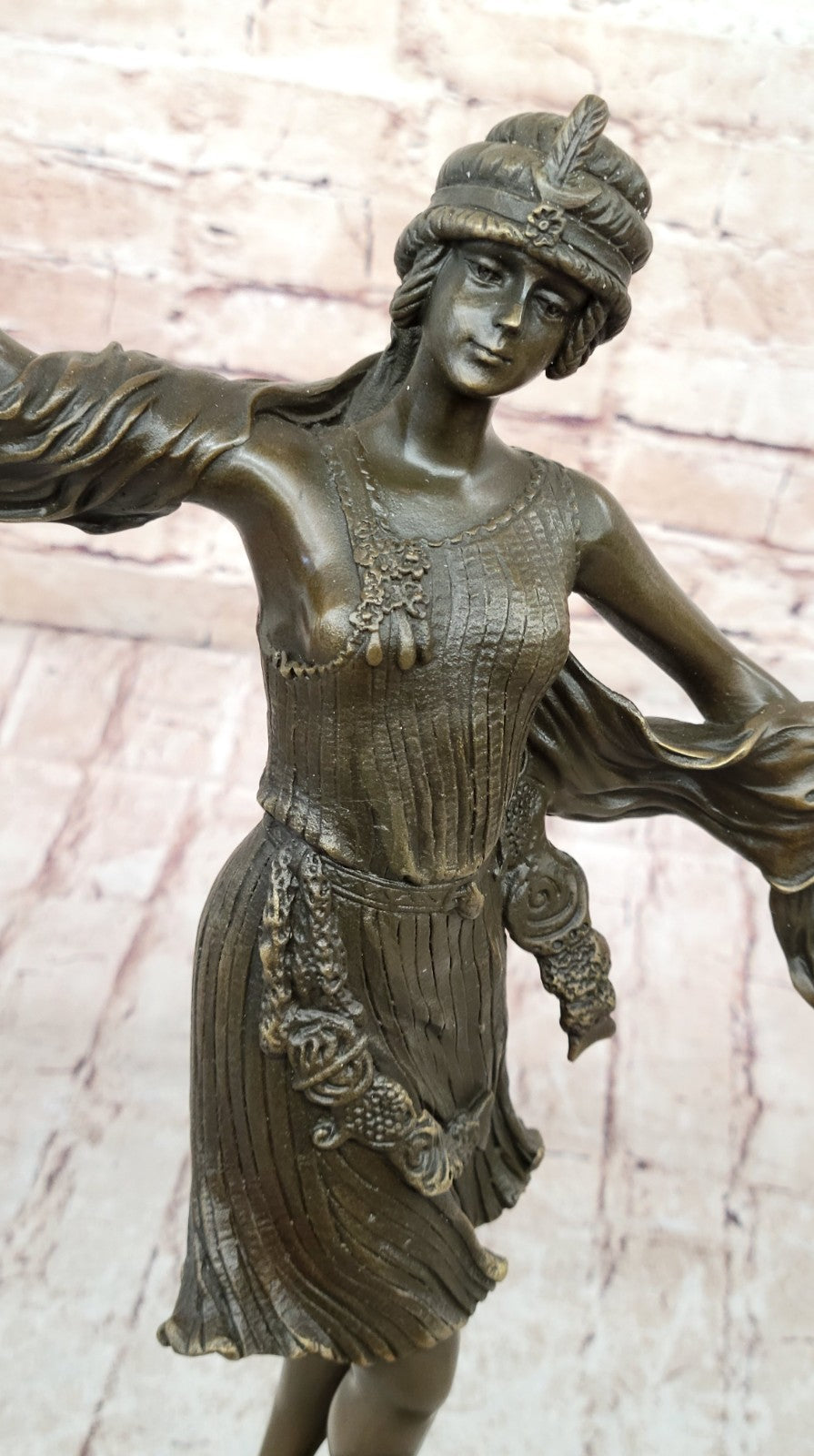 Art Nouveau/Deco Gorgeous 1940 Dancer Bronze Sculpture Marble Base Statue