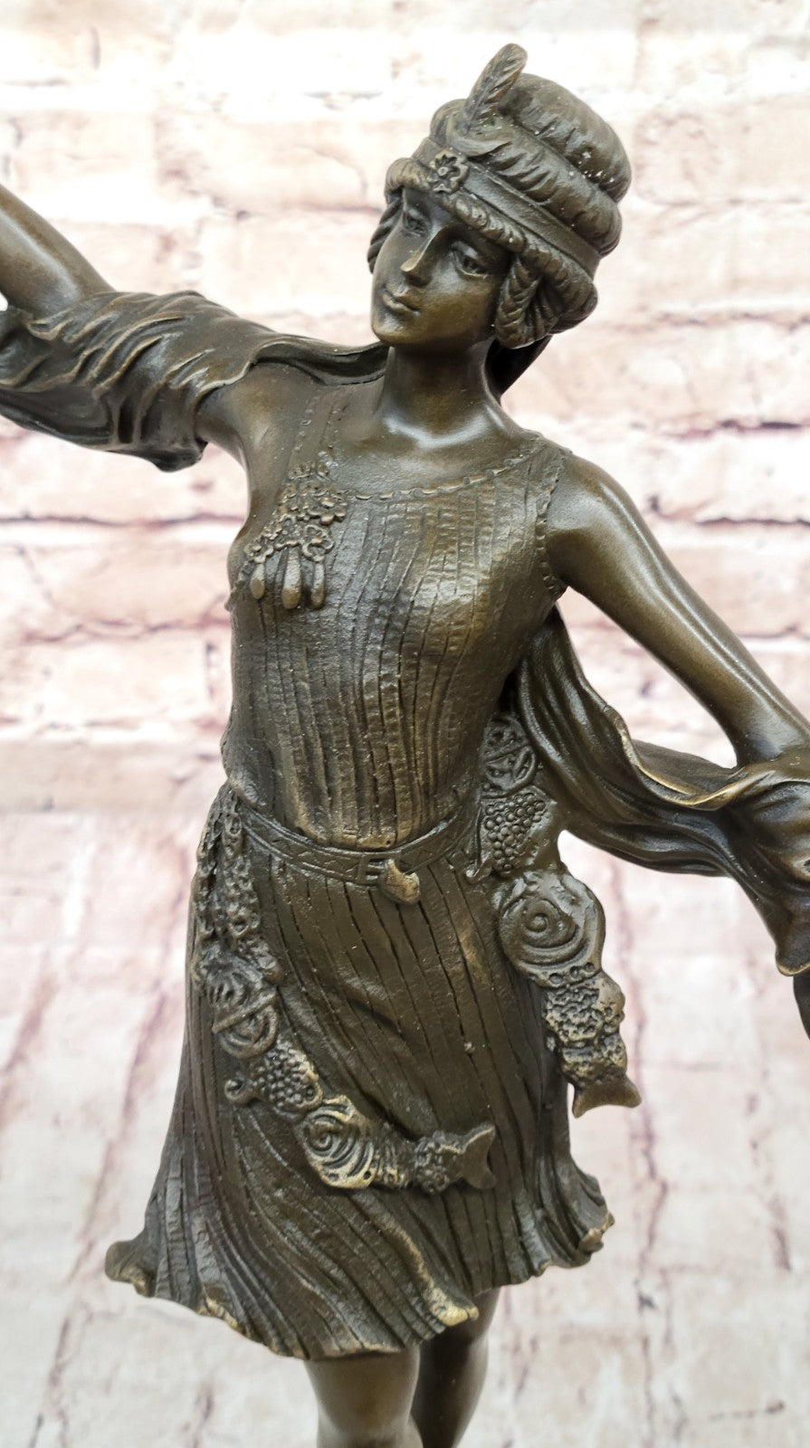 Art Nouveau/Deco Gorgeous 1940 Dancer Bronze Sculpture Marble Base Statue