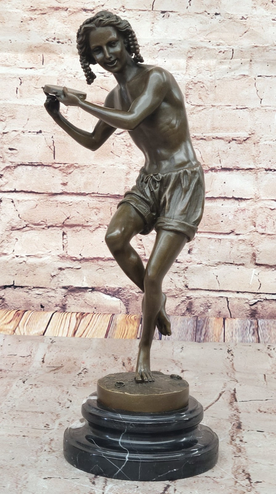 Handcrafted bronze sculpture SALE Youth Dancing Duret Francois Signed