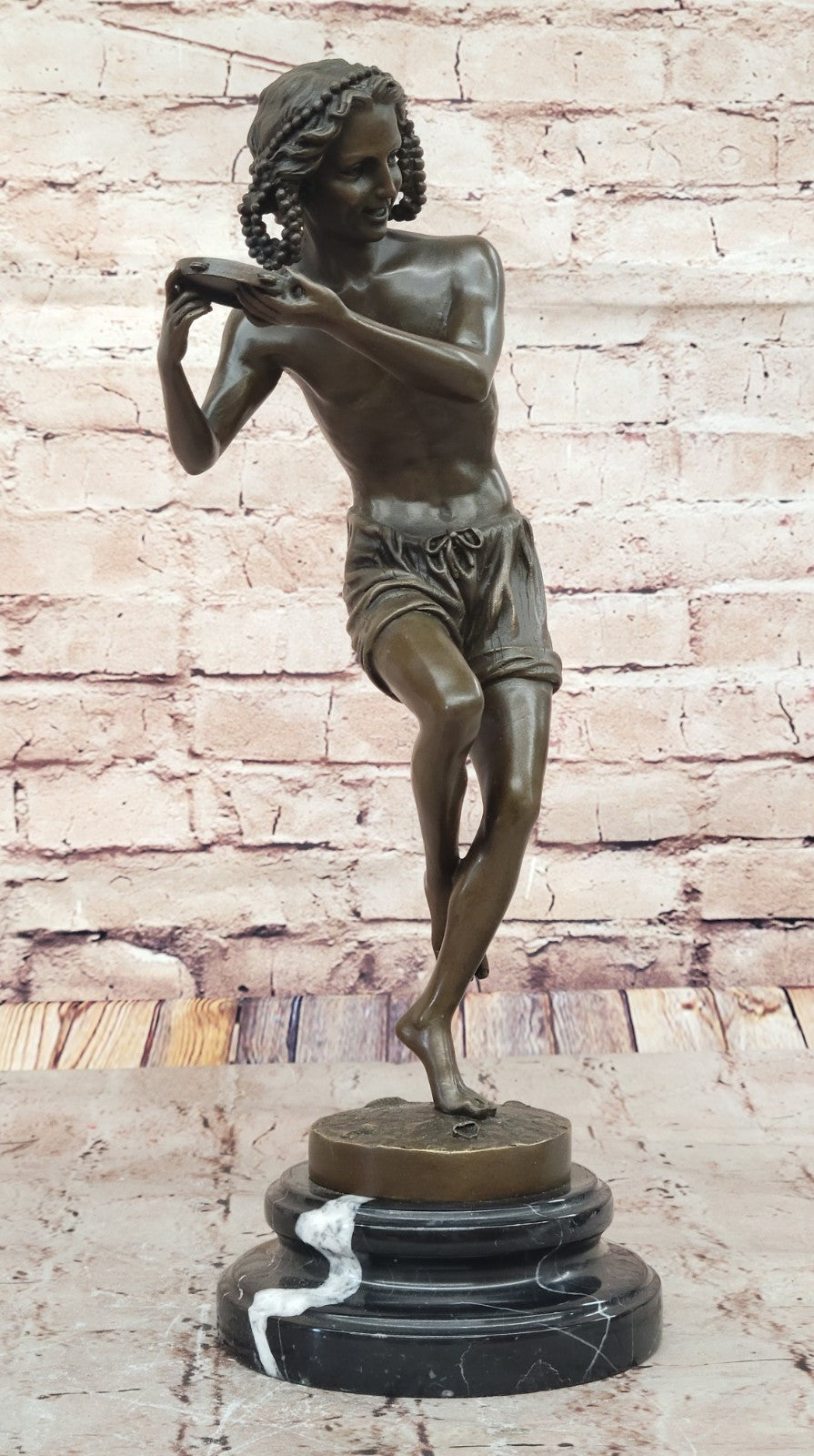 Handcrafted bronze sculpture SALE Youth Dancing Duret Francois Signed