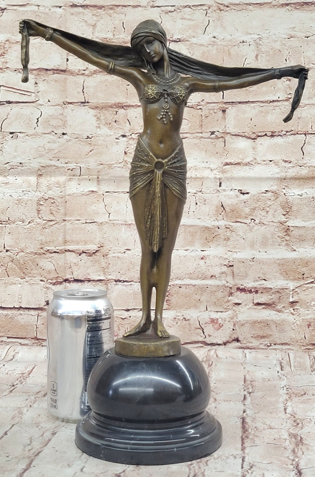 LOVELY 1920`s DECO NOUVEAU DANCER SIGNED CHIPARUS PURE HOTCAST BRONZE STATUE ART