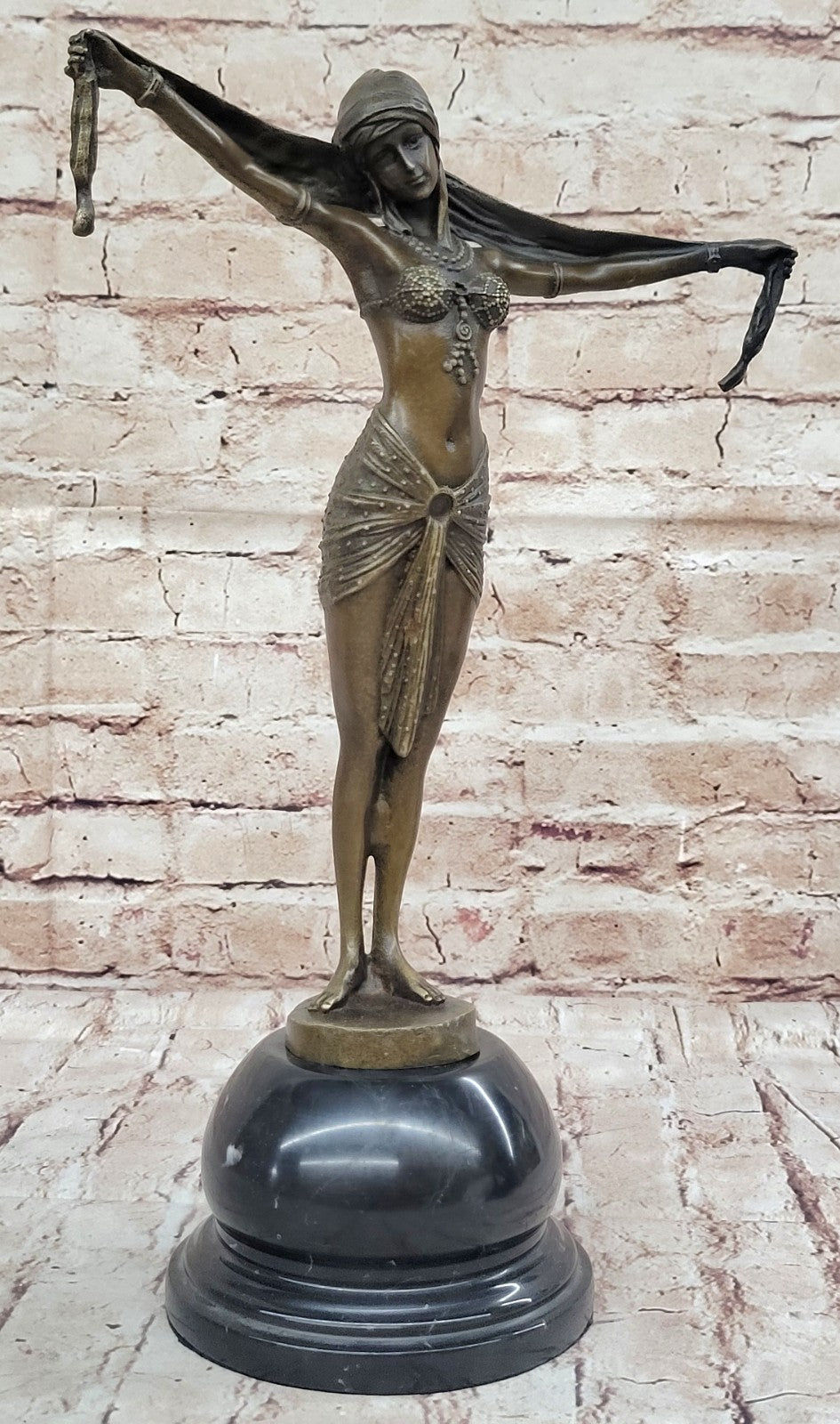 LOVELY 1920`s DECO NOUVEAU DANCER SIGNED CHIPARUS PURE HOTCAST BRONZE STATUE ART
