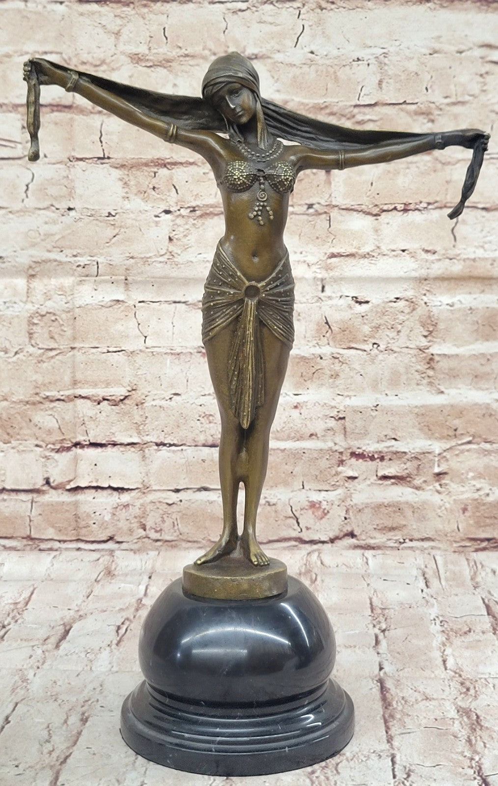 LOVELY 1920`s DECO NOUVEAU DANCER SIGNED CHIPARUS PURE HOTCAST BRONZE STATUE ART
