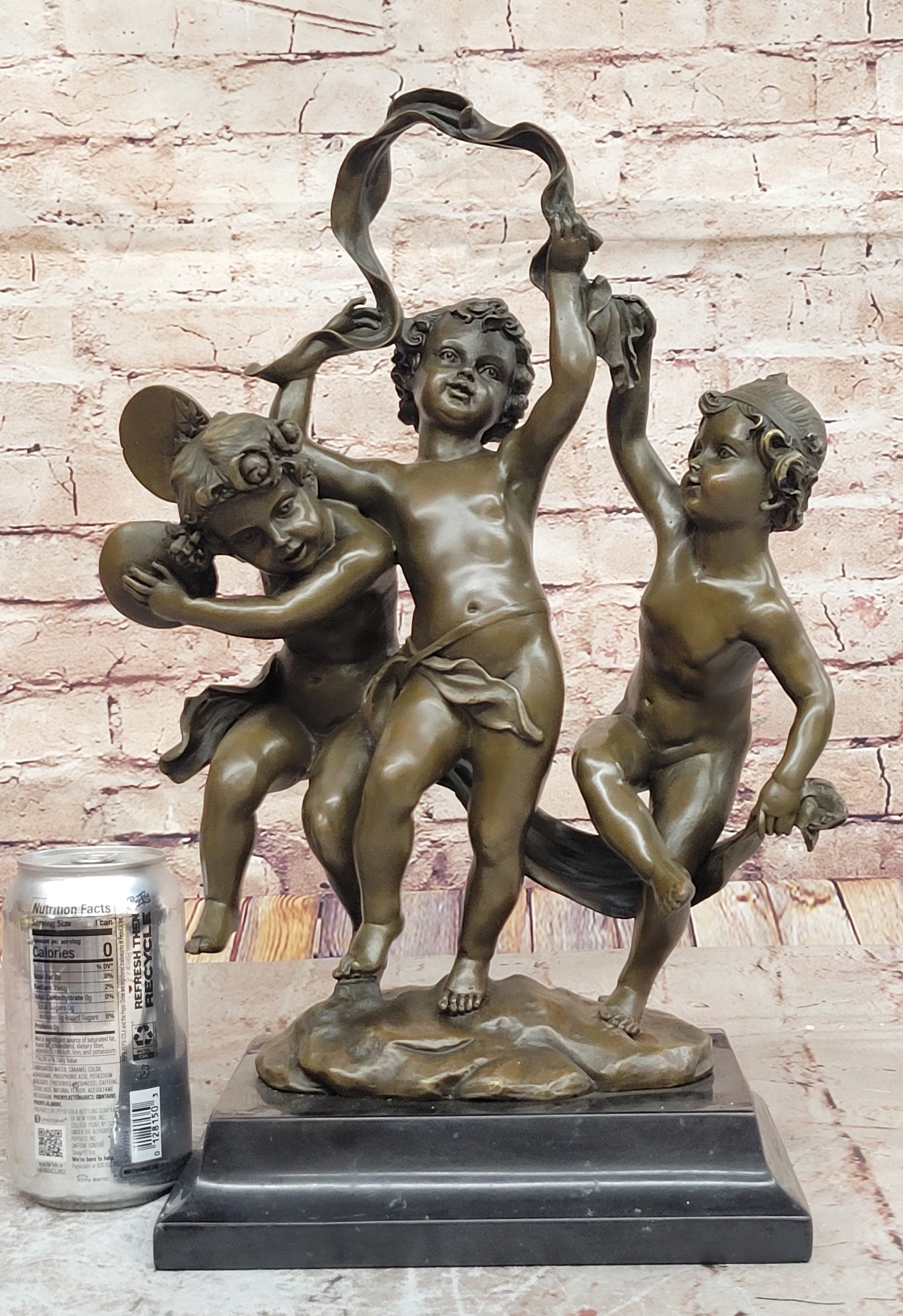 Peynot Signed Three Dancing Putti Bronze Sculpture - Museum Quality Hot Cast