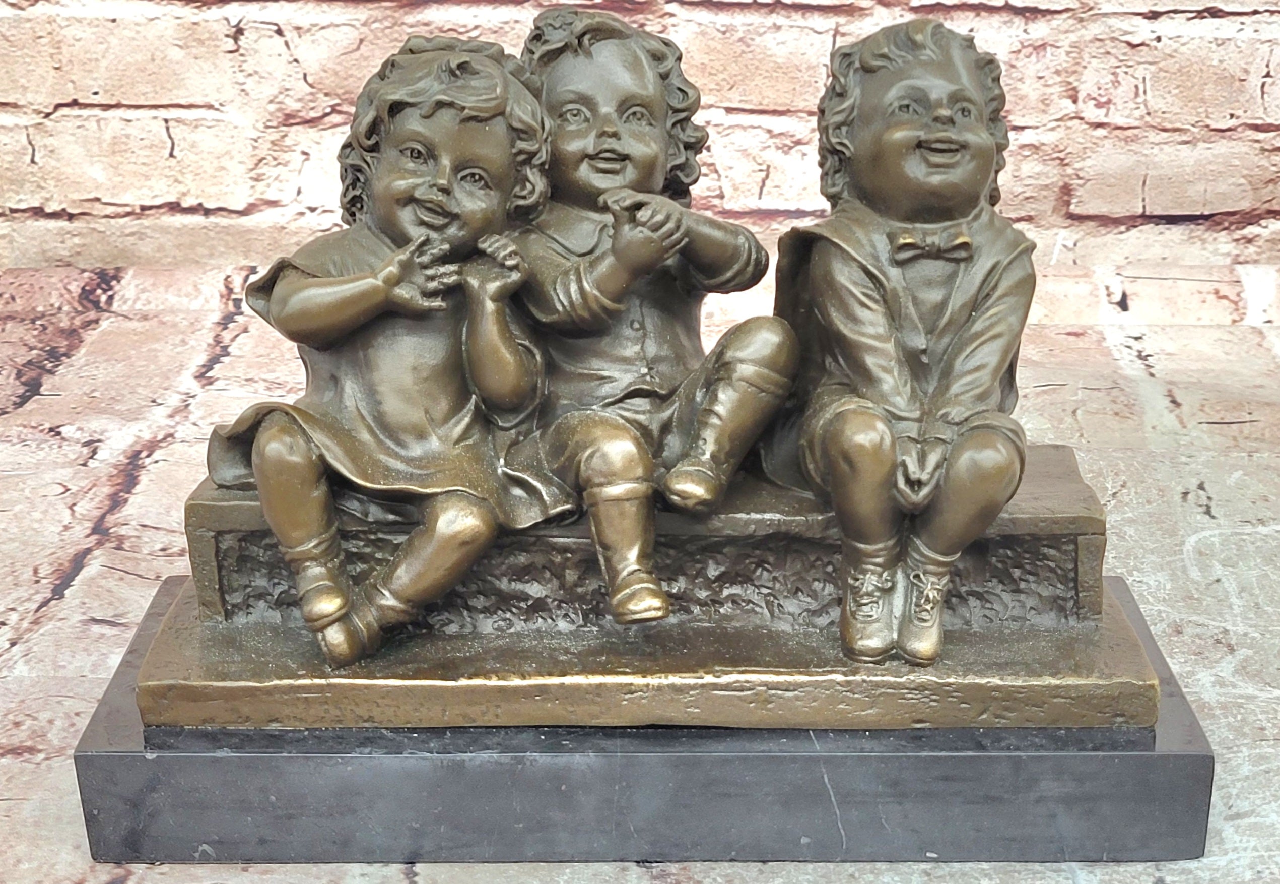 Watching Something” Bronze Sculpture Three Children by Juan Clara Fine Art Statue