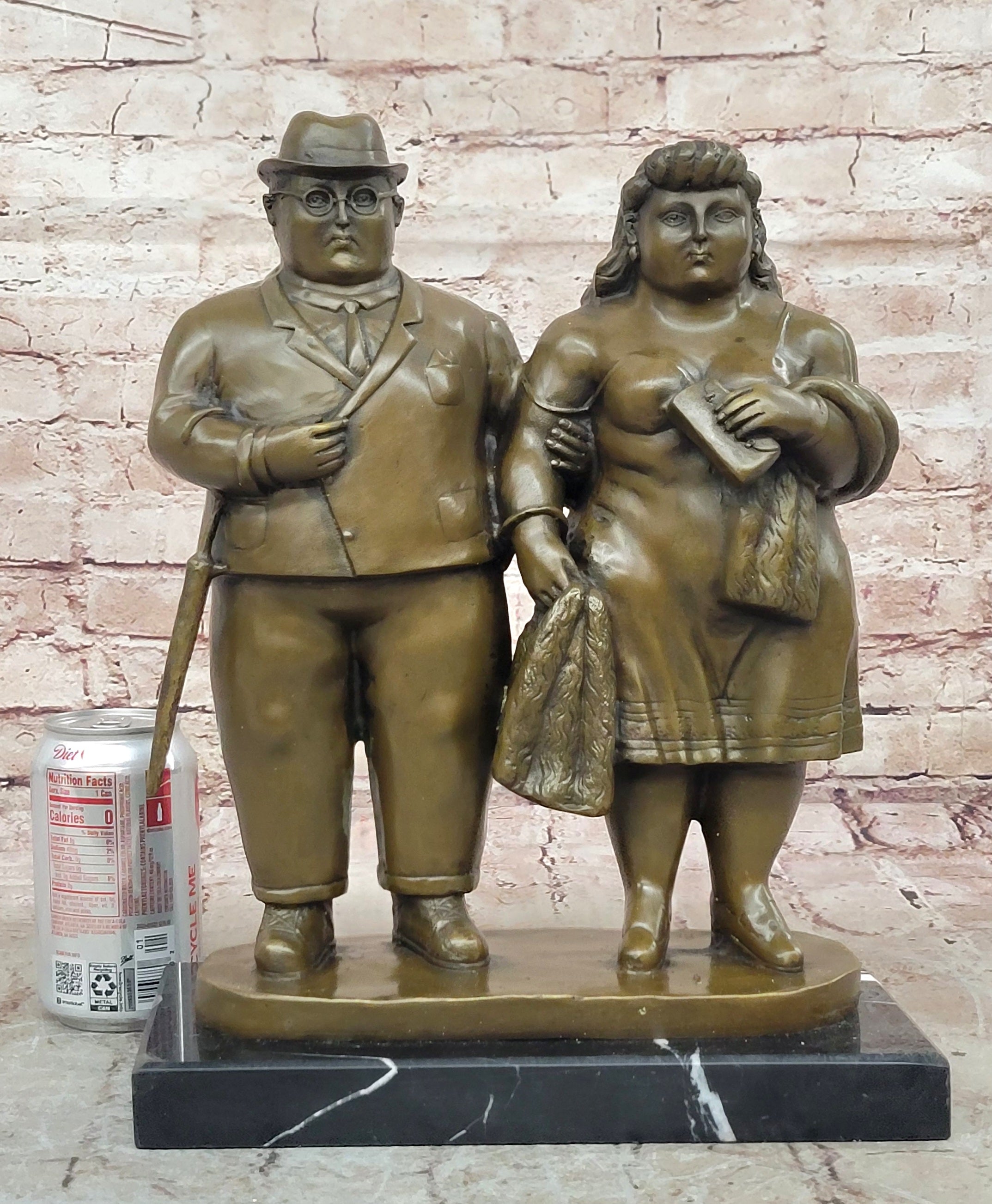 English Couple Bronze Sculpture Museum Quality Classic Artwork by Botero Figurine