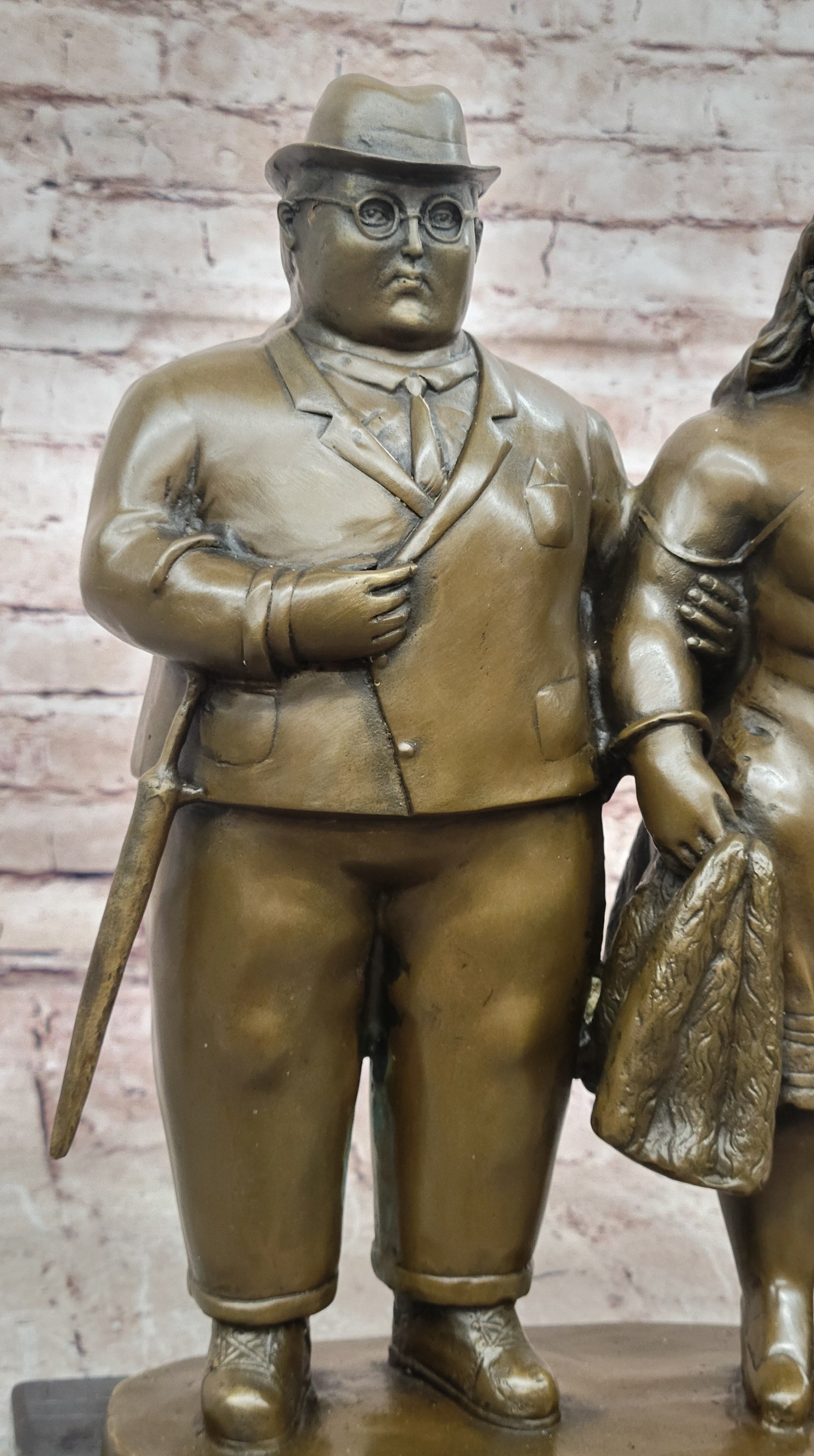 English Couple Bronze Sculpture Museum Quality Classic Artwork by Botero Figurine