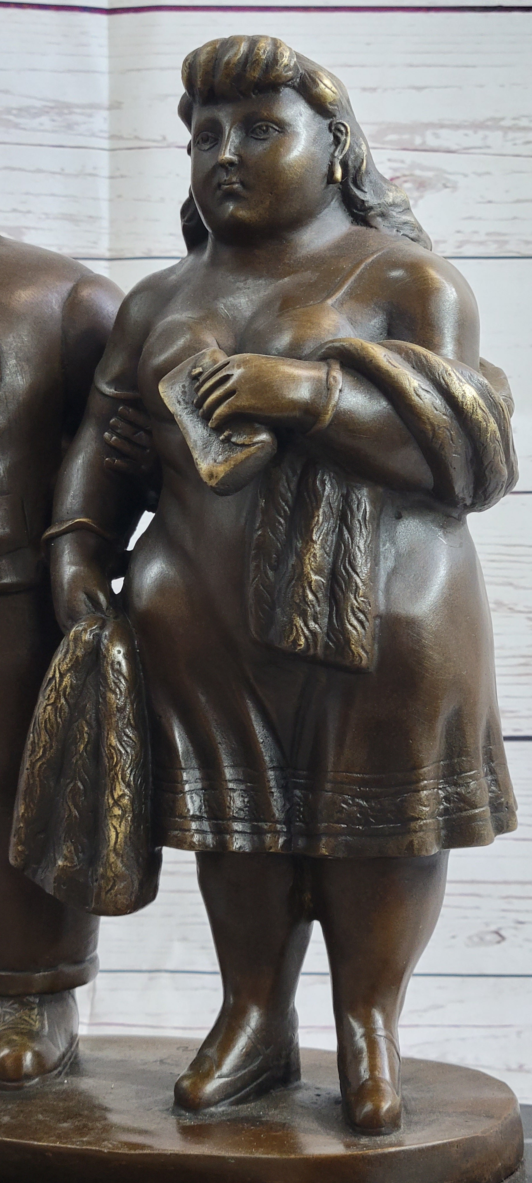 English Couple Bronze Sculpture Museum Quality Classic Artwork by Botero Figurine
