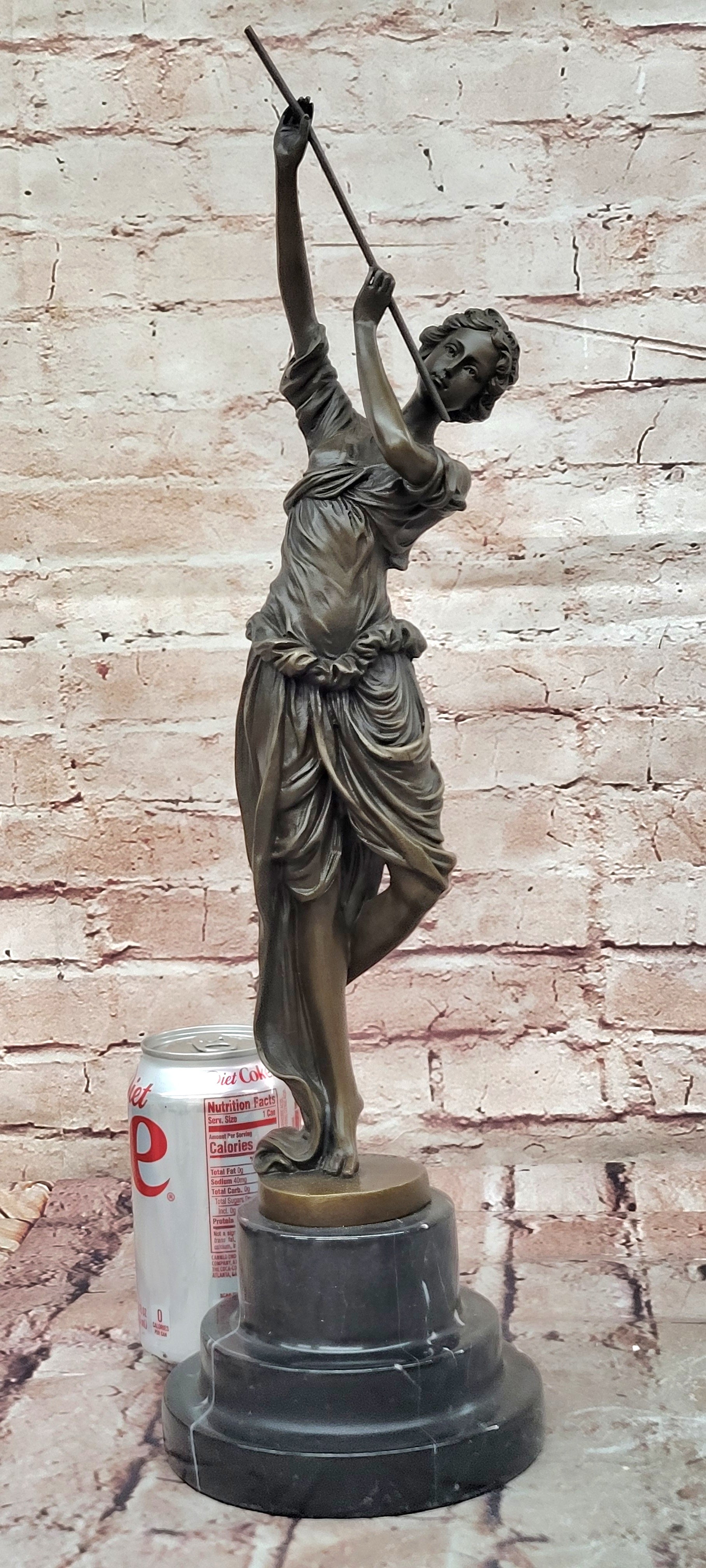 Handcrafted Museum Quality Classic Artwork Flue Player Bronze Sculpture Decor