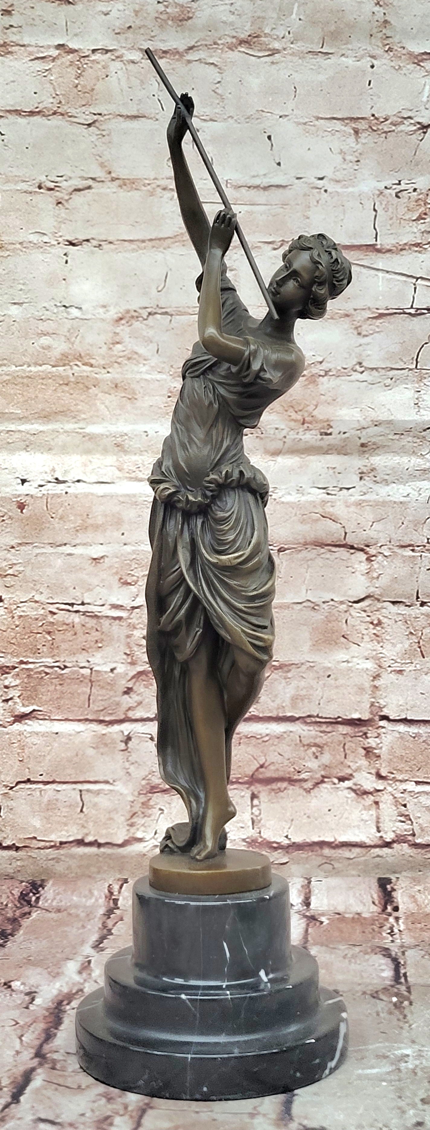 Handcrafted Museum Quality Classic Artwork Flue Player Bronze Sculpture Decor