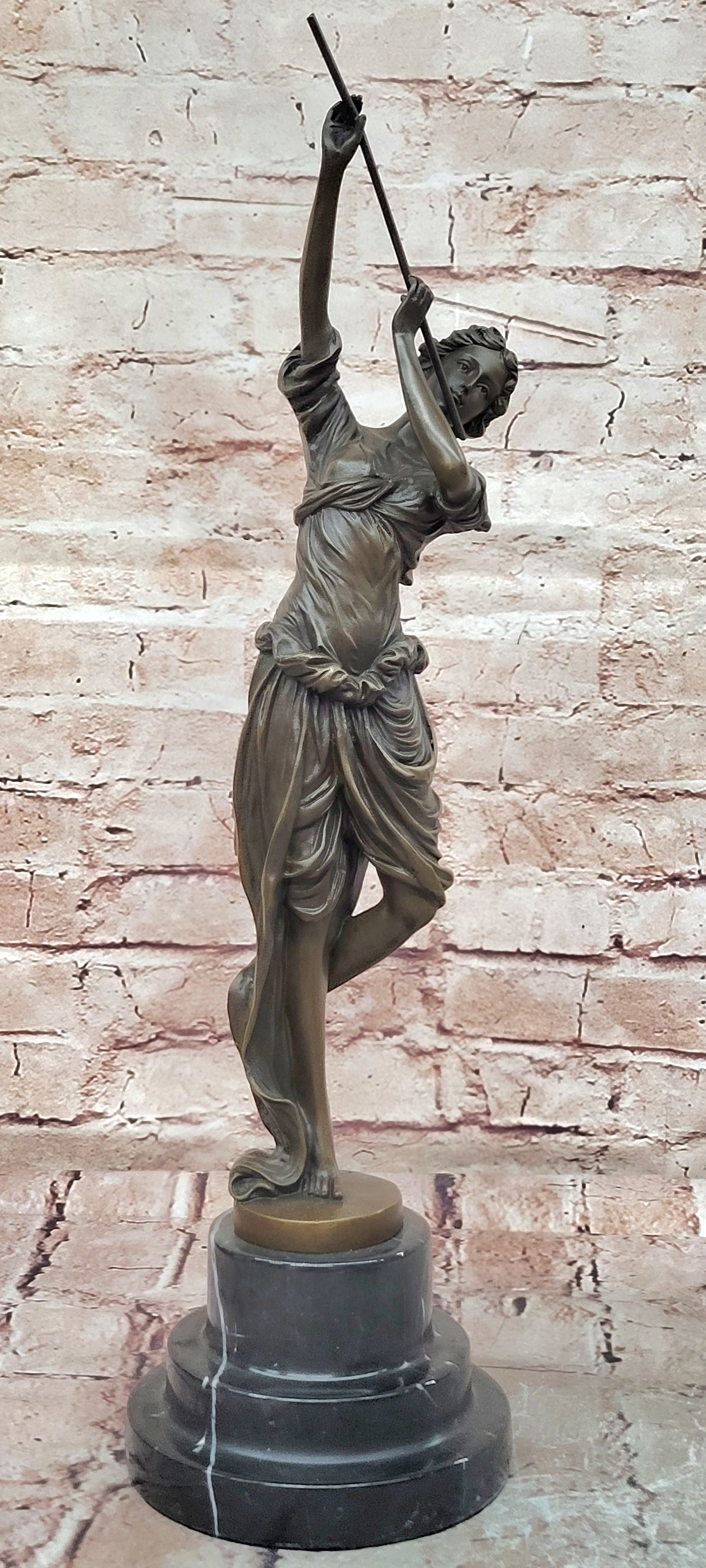 Handcrafted Museum Quality Classic Artwork Flue Player Bronze Sculpture Decor