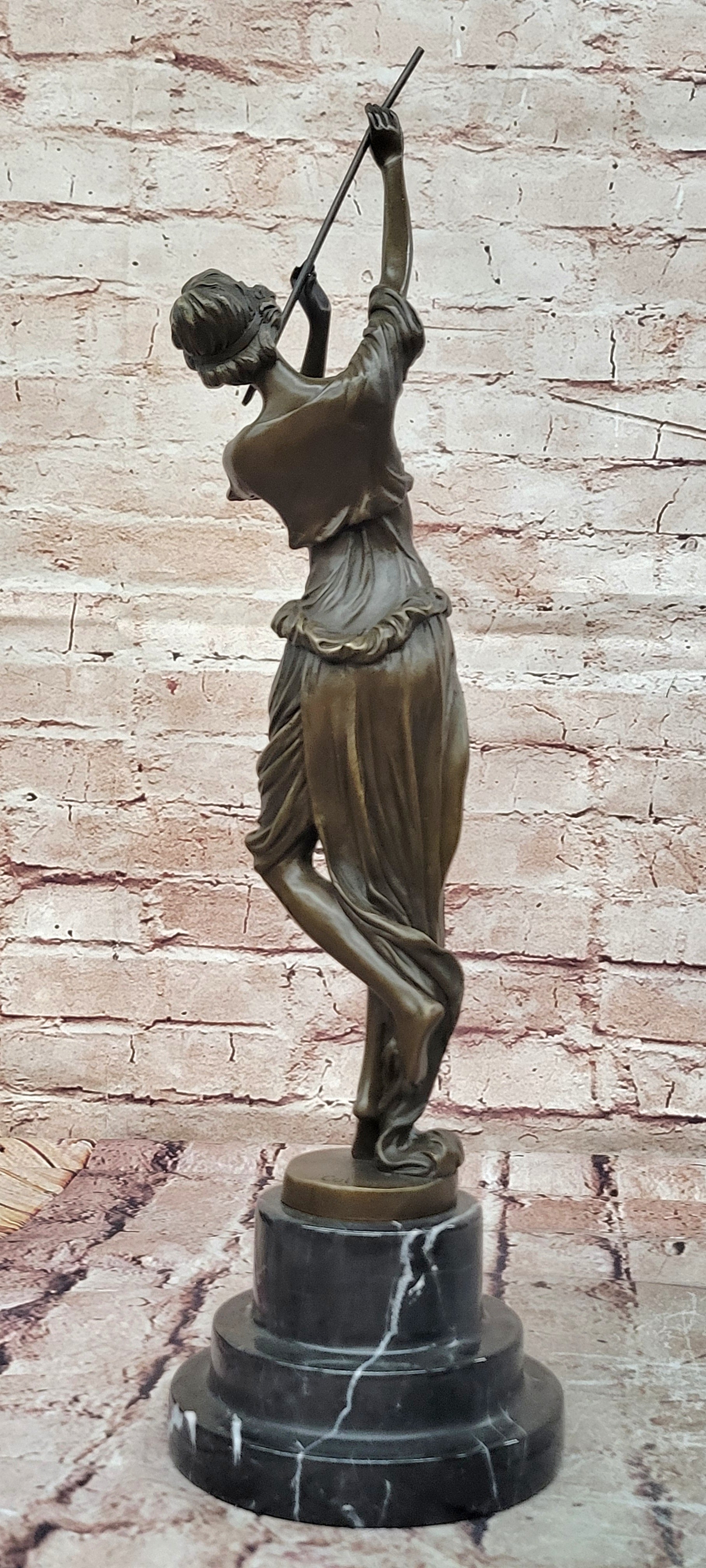 Handcrafted Museum Quality Classic Artwork Flue Player Bronze Sculpture Decor