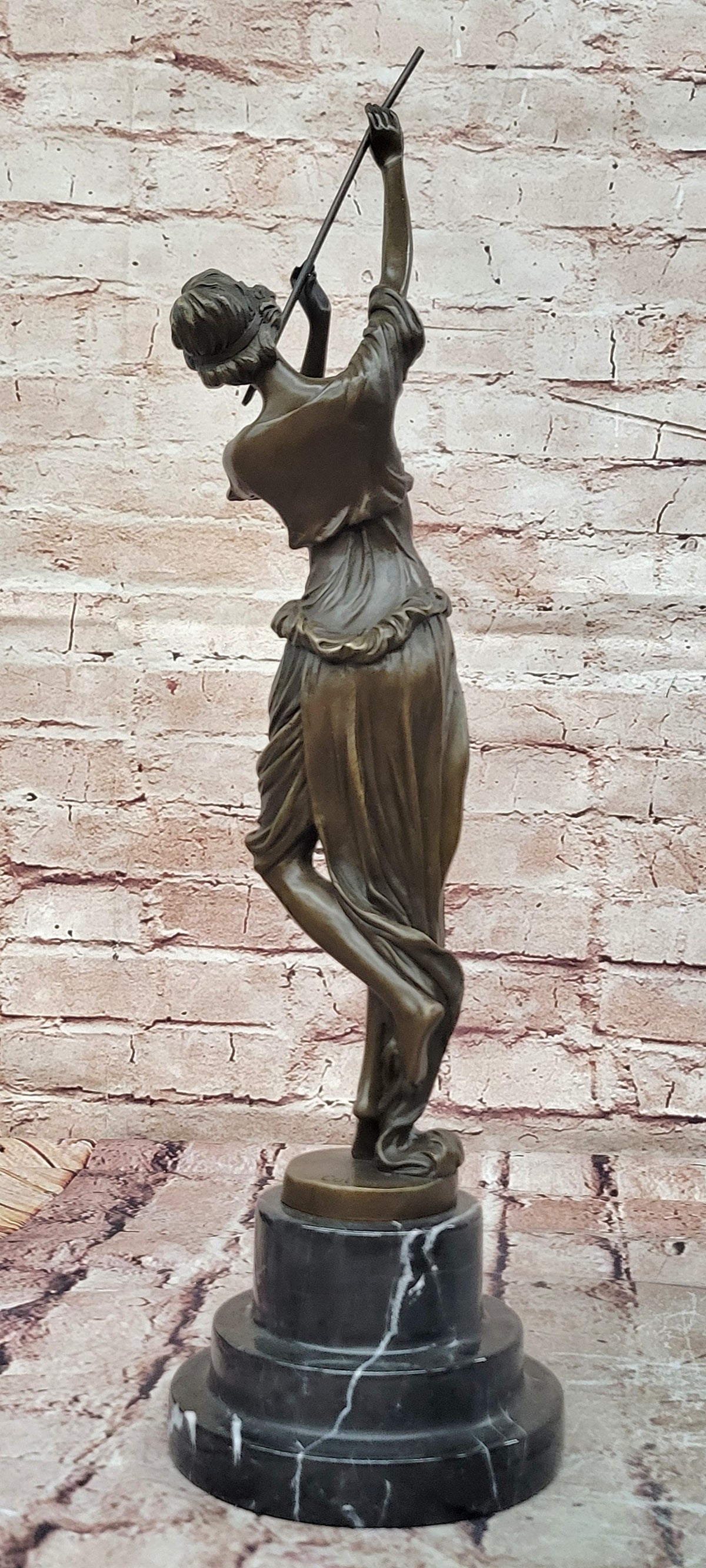 Handcrafted Museum Quality Classic Artwork Flue Player Bronze Sculpture Decor