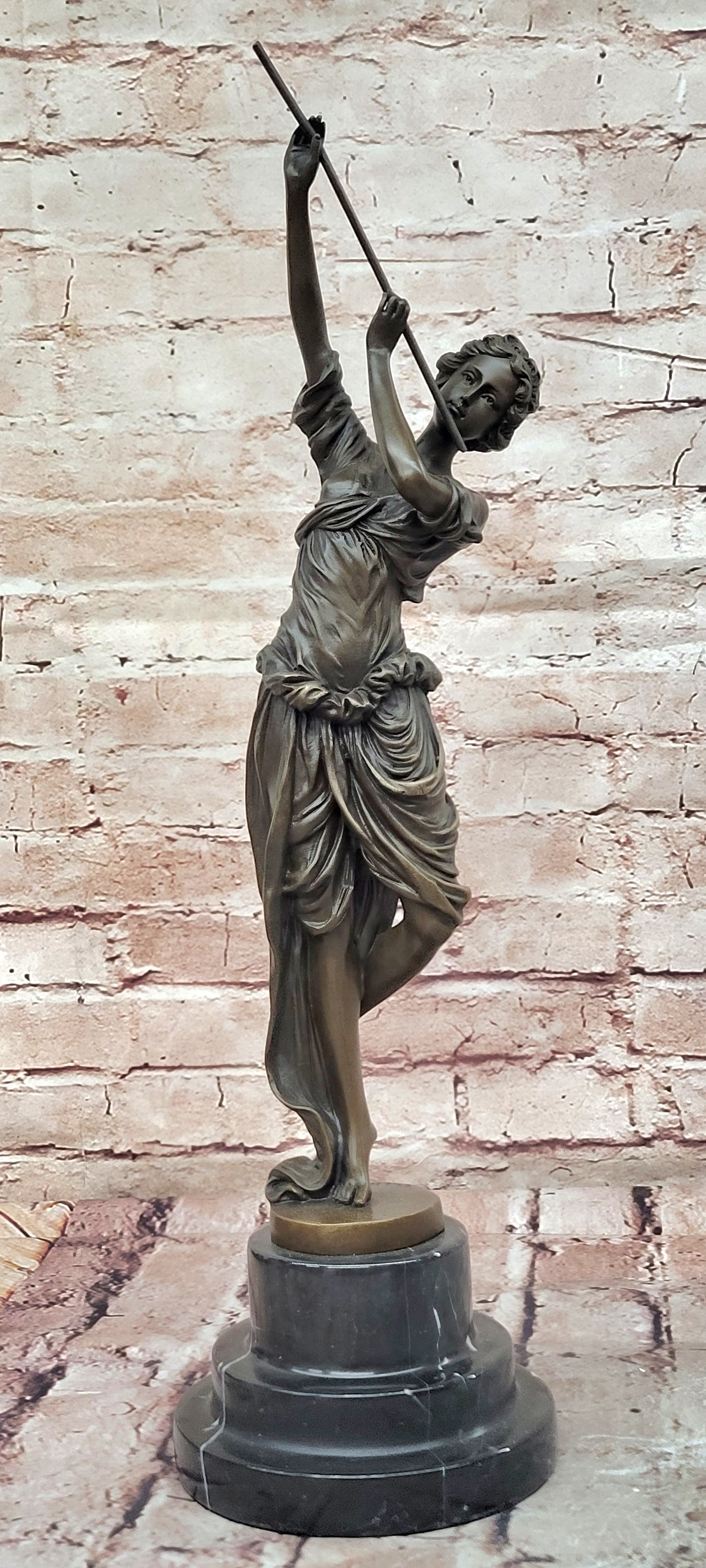 Handcrafted Museum Quality Classic Artwork Flue Player Bronze Sculpture Decor