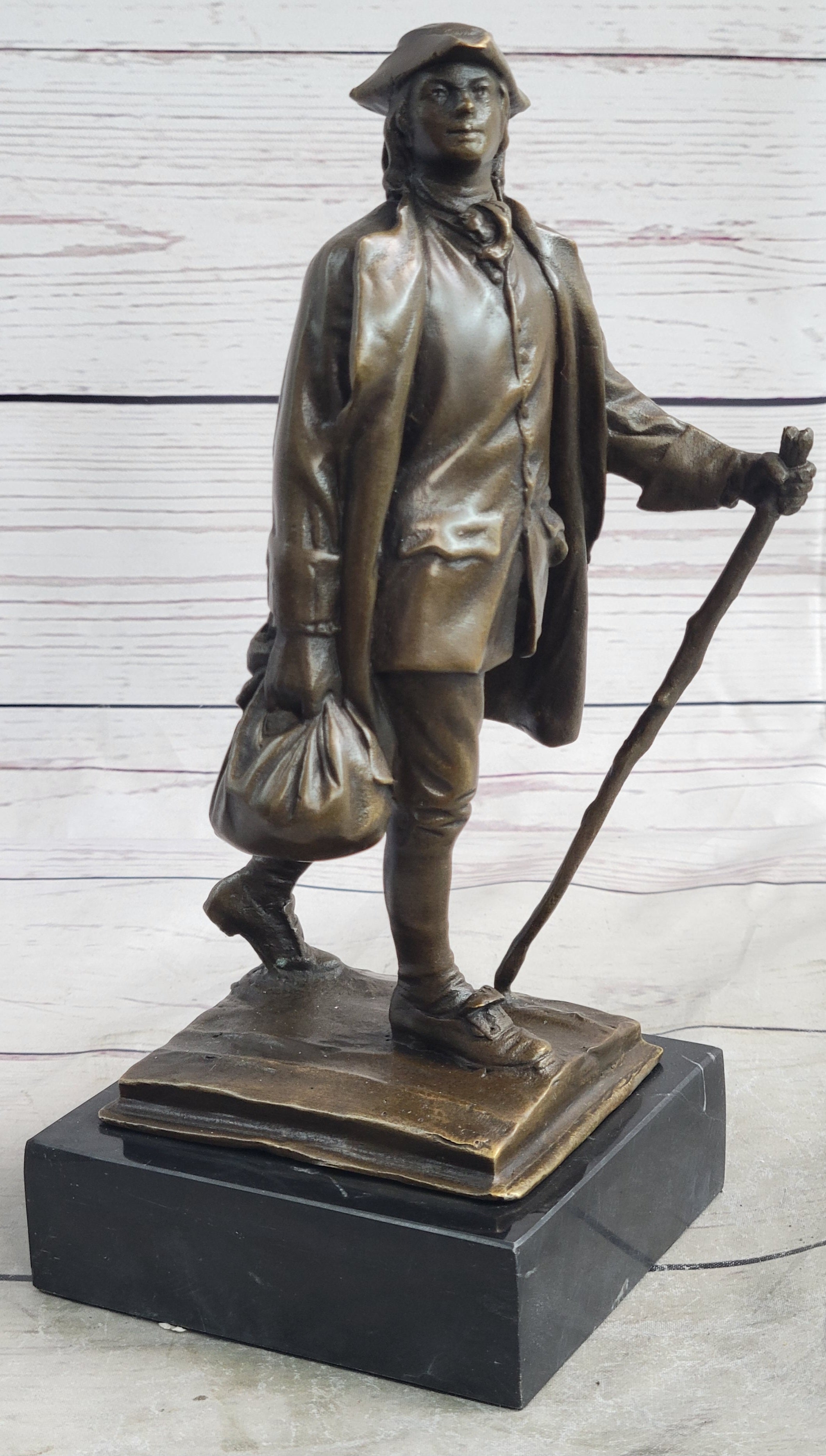 Collectible Young Benjamin Franklin American Home Office Decor Bronze Statue
