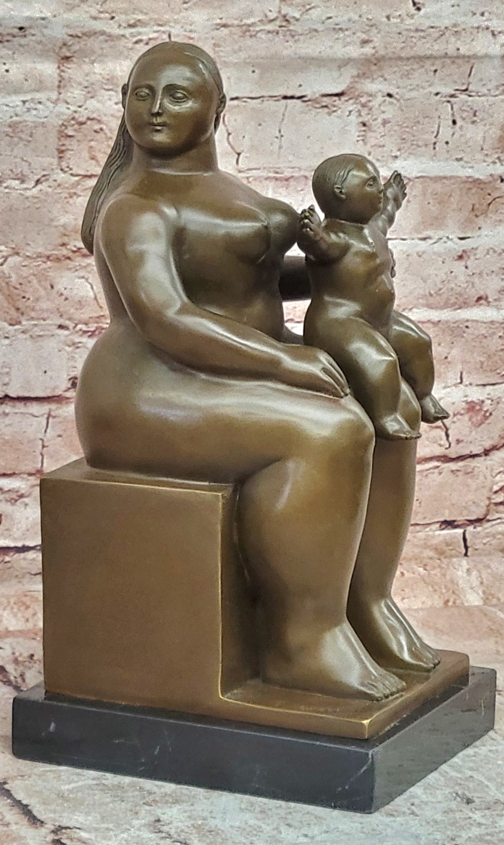FERNANDO BOTERO "Mother and Child" ART BRONZE SCULPTURE SIGNED, Collector Sale