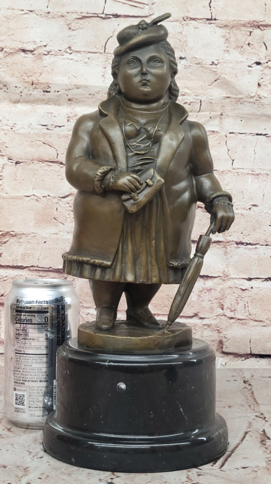 Fernando Botero bronze sculpture of English Lady finished in dark brown patina