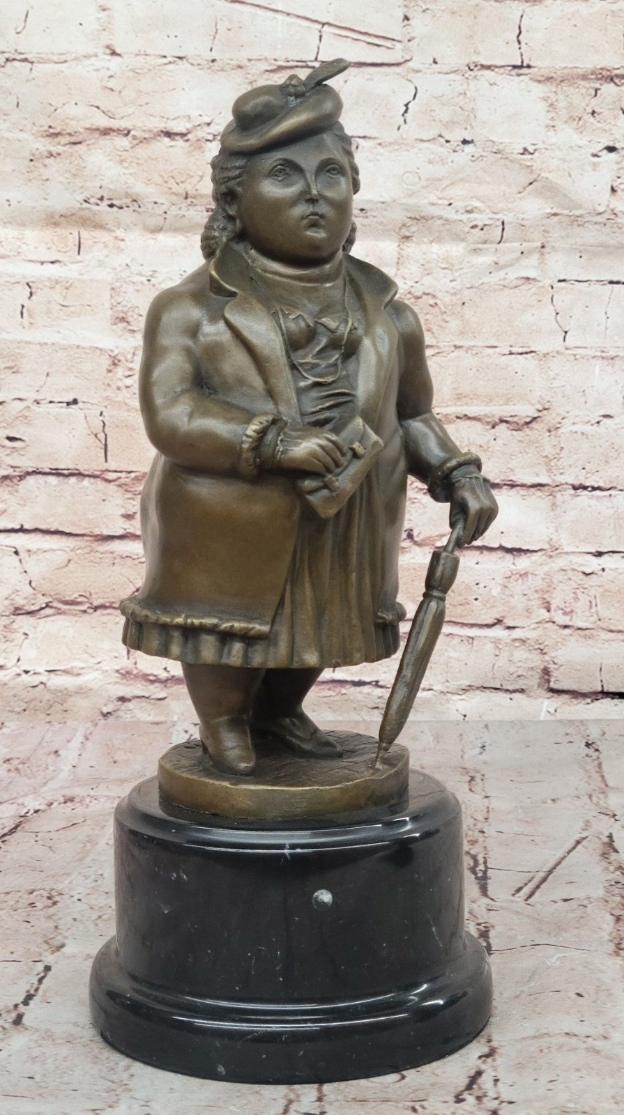Fernando Botero bronze sculpture of English Lady finished in dark brown patina