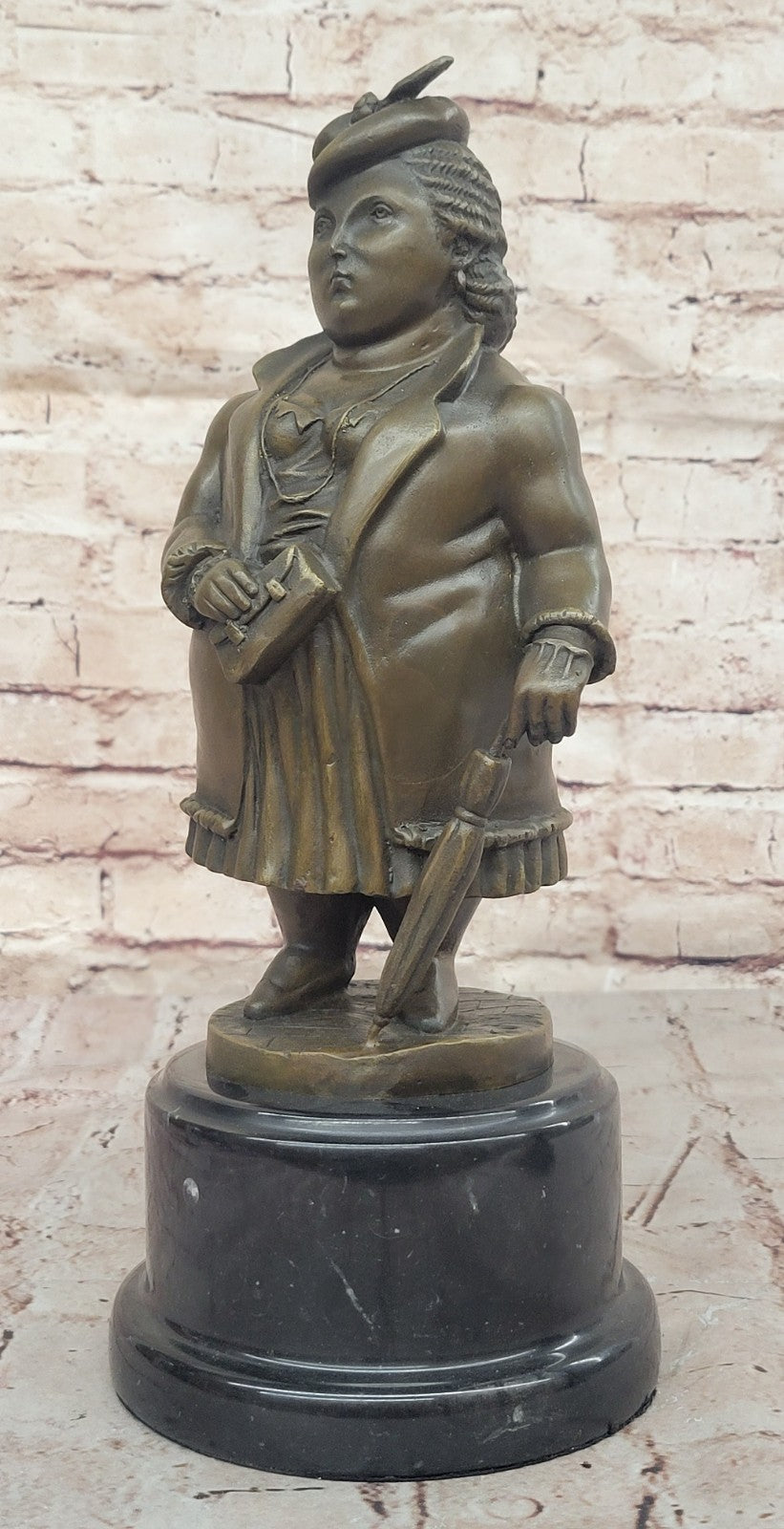 Fernando Botero bronze sculpture of English Lady finished in dark brown patina