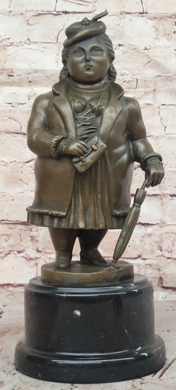 Fernando Botero bronze sculpture of English Lady finished in dark brown patina