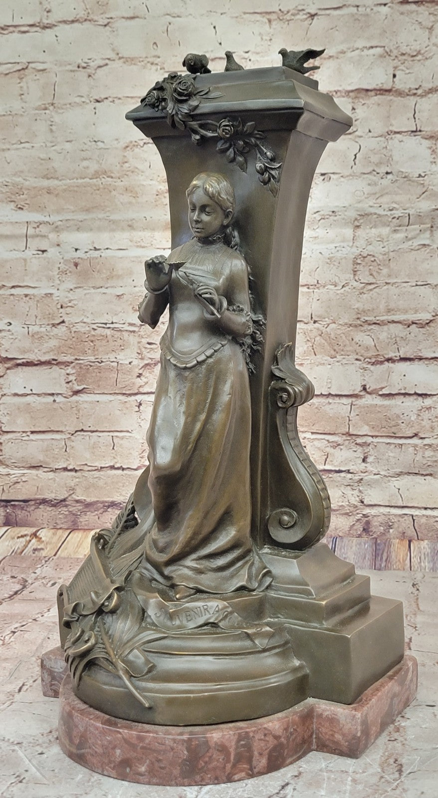 Hand Made Bronze Statue - Maiden Holding a Flower by Charles Gounod - Detailed Collectible