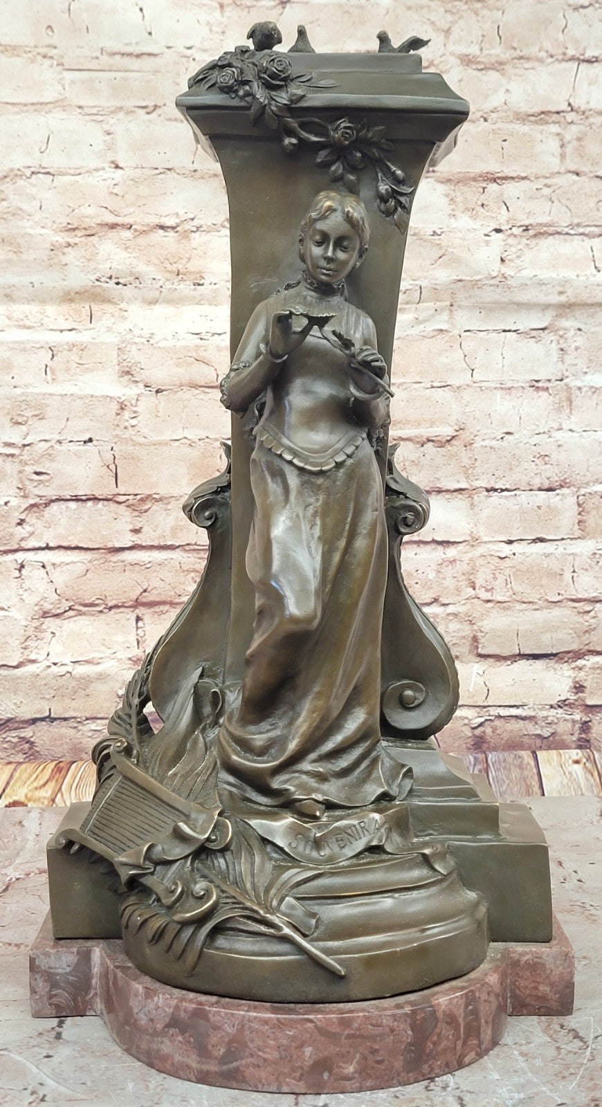 Hand Made Bronze Statue - Maiden Holding a Flower by Charles Gounod - Detailed Collectible