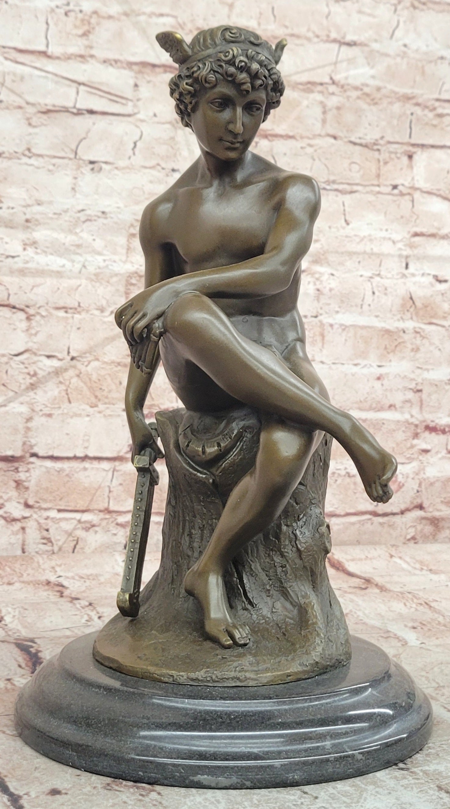 Signed Miguel Lopez Bronze Mercury Statue Classical God Figurine Fine Art Decor