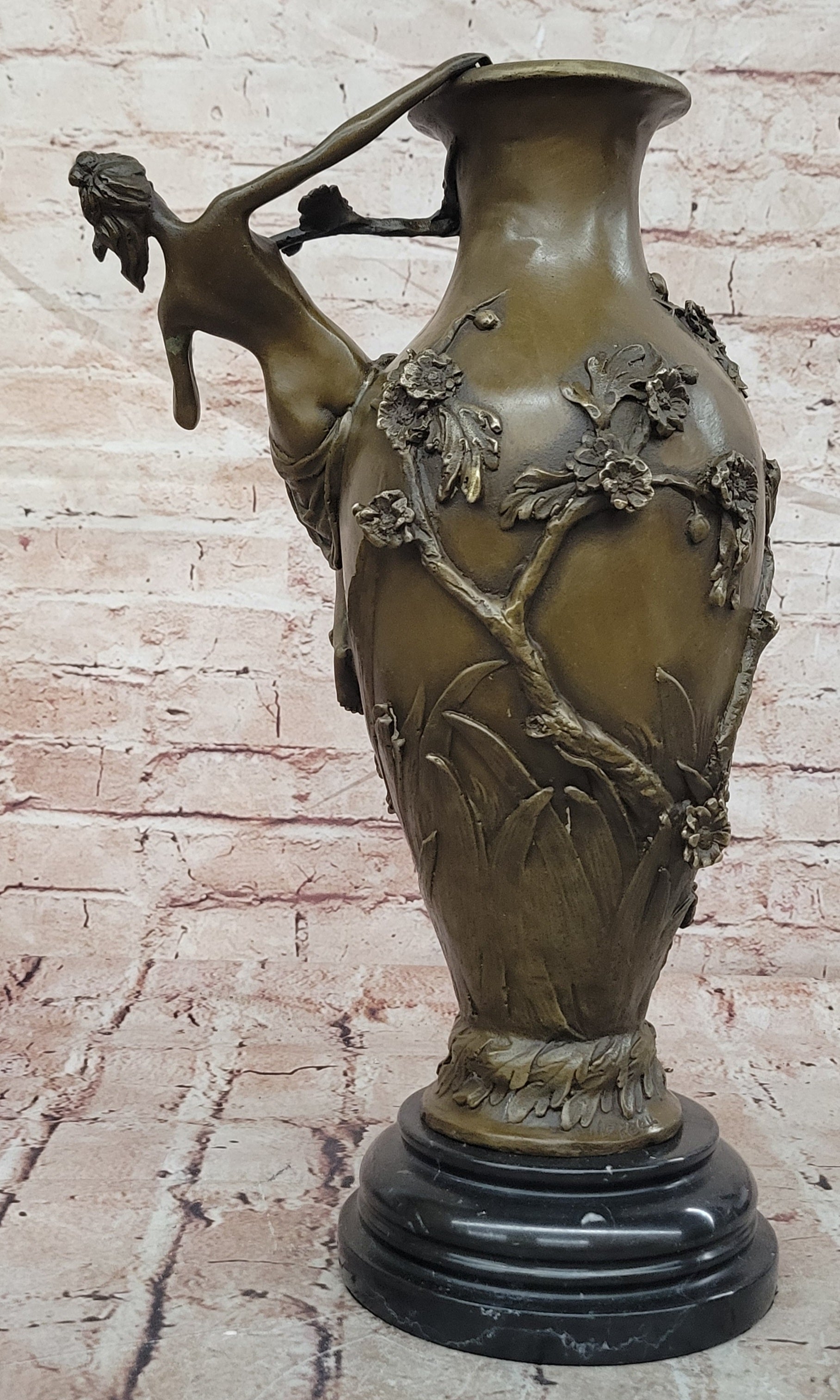 Nude naked female girl figurine statue vase Planter Mantel Decor Bronze Figurine