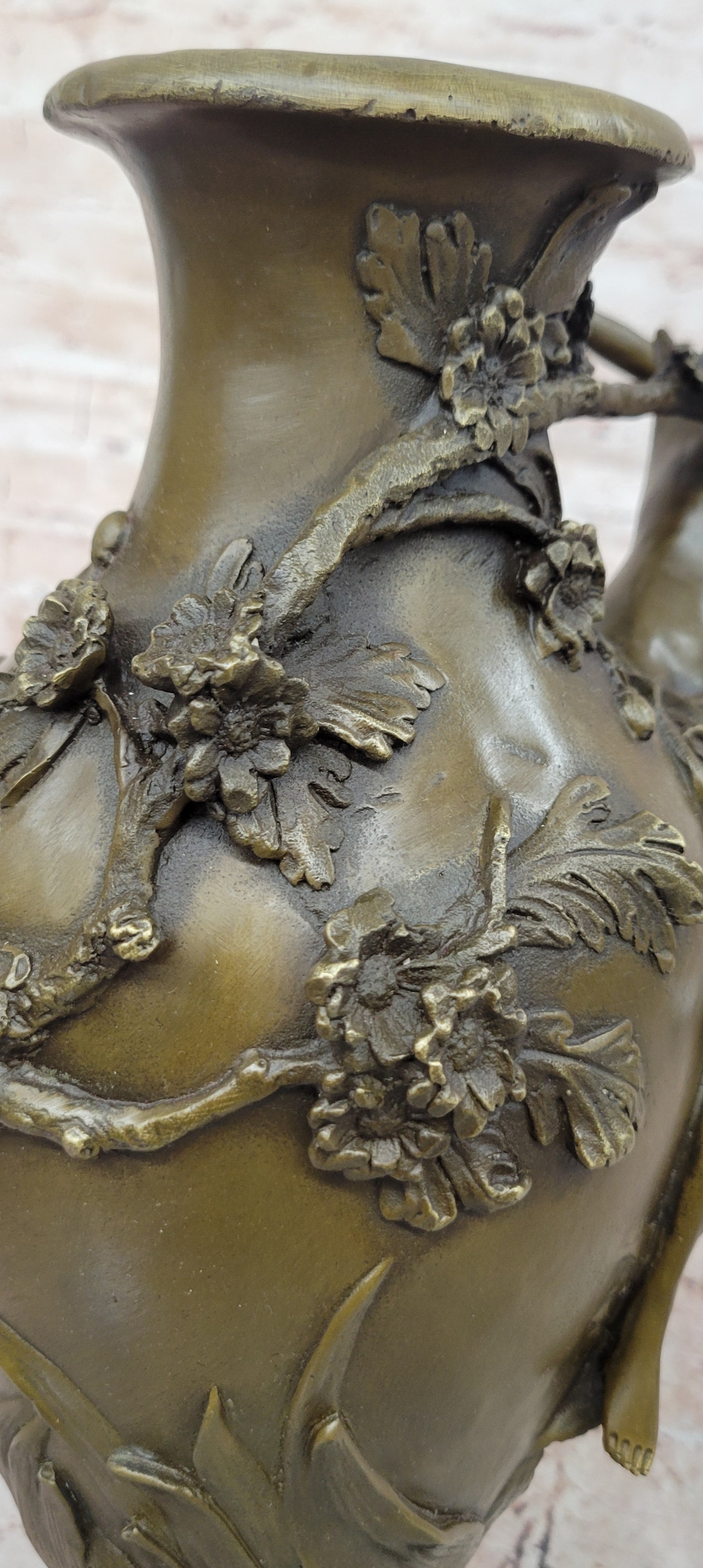 Nude naked female girl figurine statue vase Planter Mantel Decor Bronze Figurine