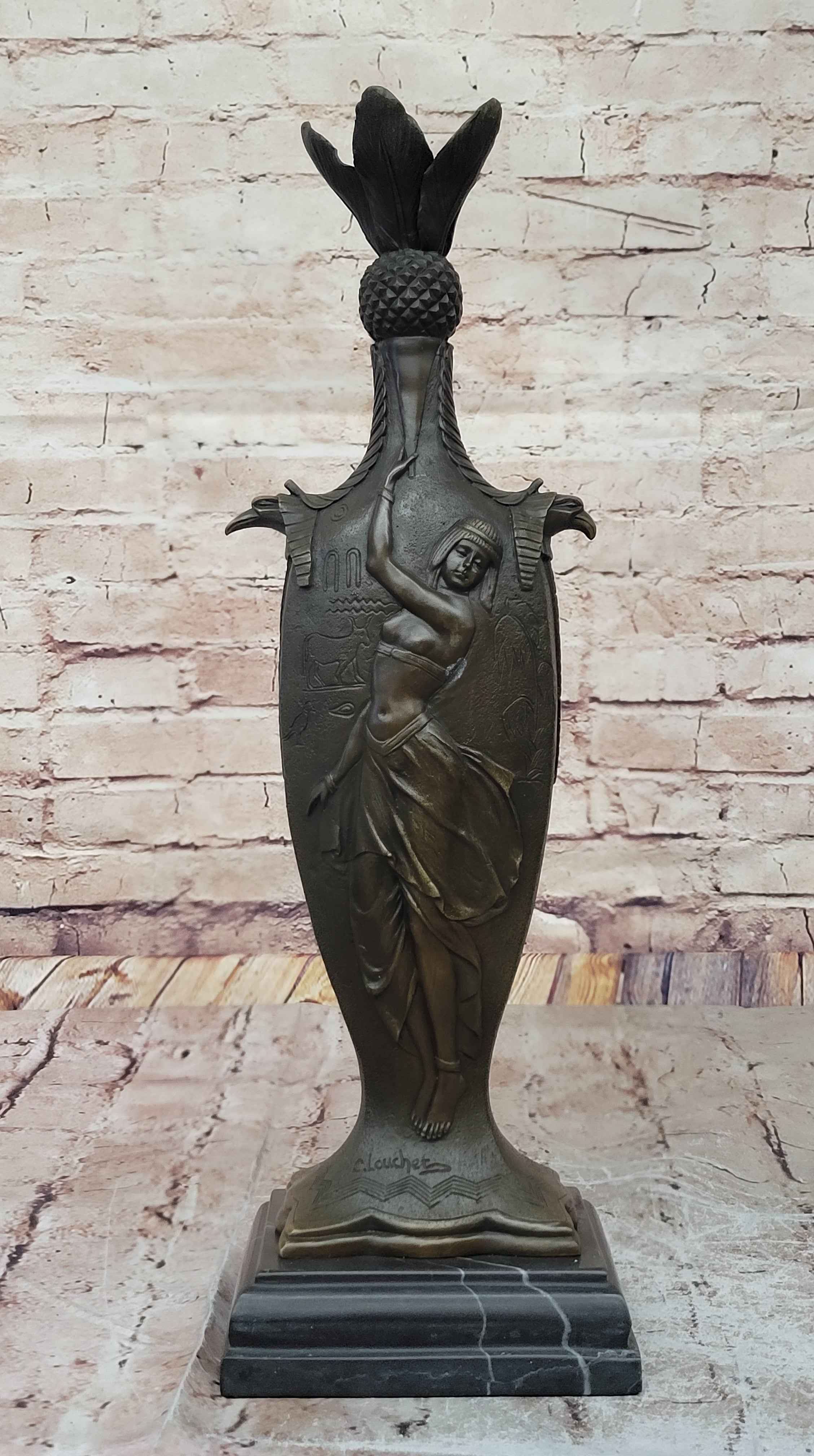 Bronze Sculpture Artwork Sexy Female Vase Museum Quality Figurine Lost Wax Gift