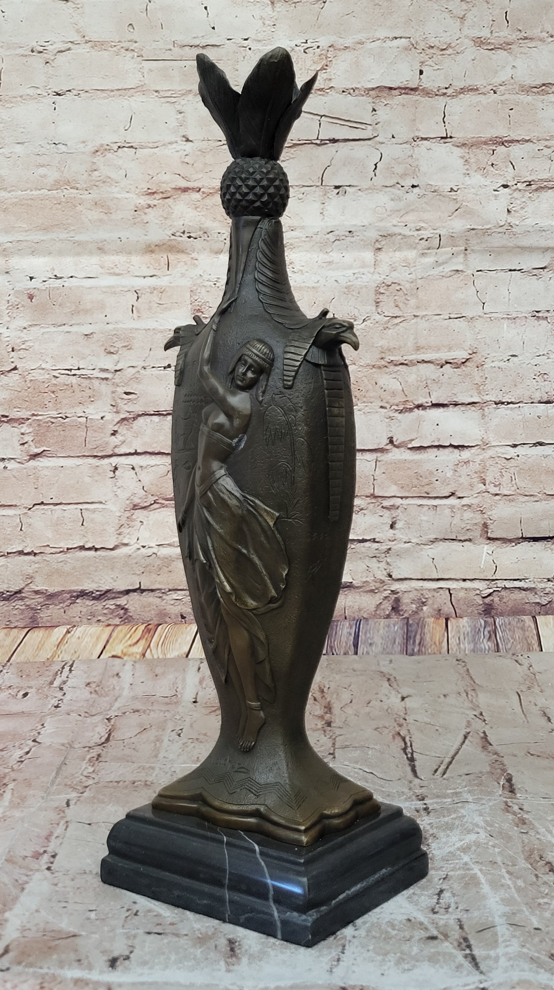 Bronze Sculpture Artwork Sexy Female Vase Museum Quality Figurine Lost Wax Gift