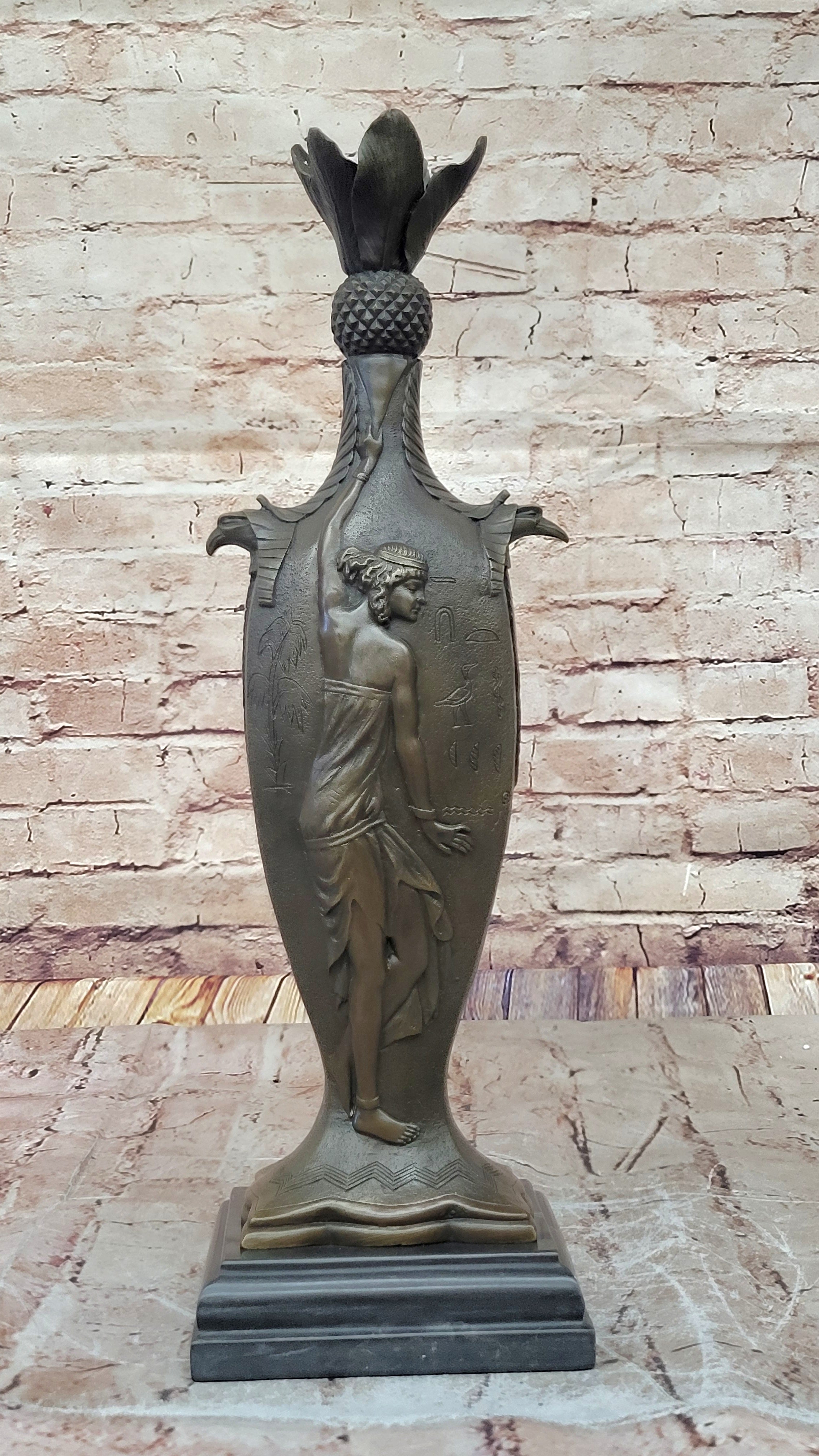 Bronze Sculpture Artwork Sexy Female Vase Museum Quality Figurine Lost Wax Gift