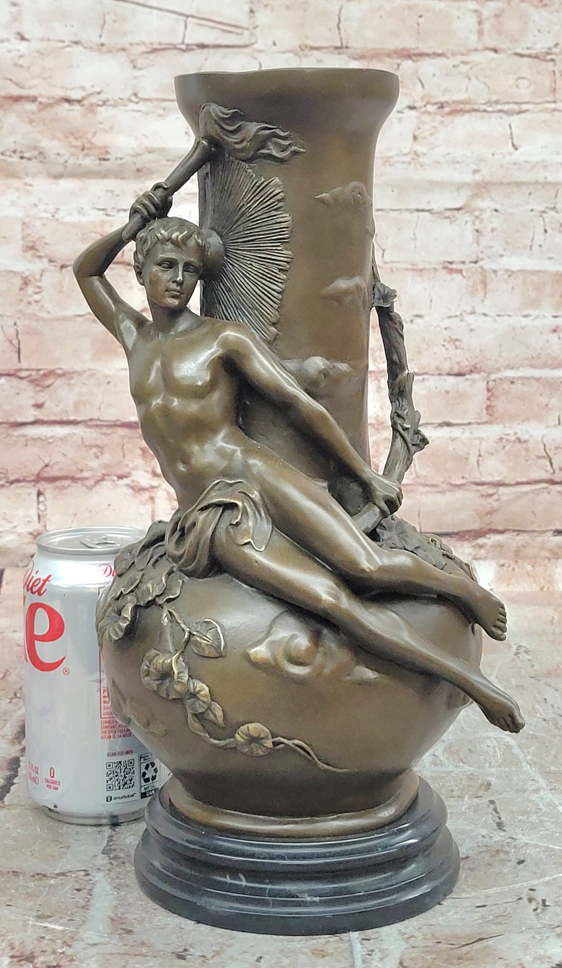 Bronze Sculpture Nude Male Vase Gay Interest Hot Cast Home Office Decoration