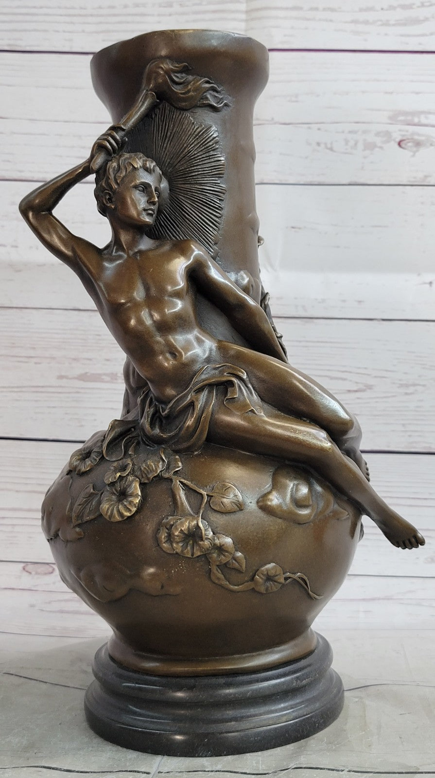 Bronze Sculpture Nude Male Vase Gay Interest Hot Cast Home Office Decoration