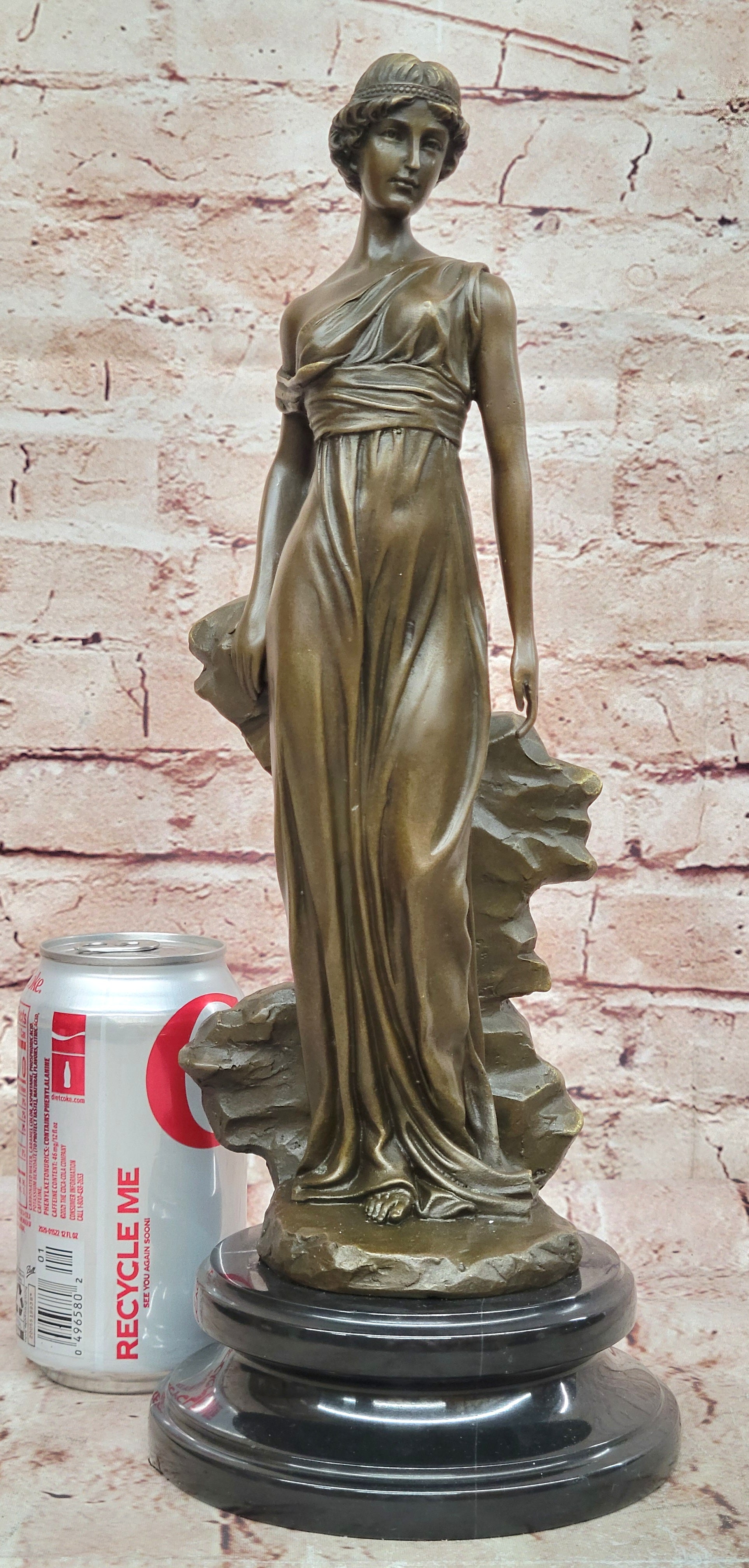 Pax Goddess of Peace elegant female nude bronze sculpture Marble Base Figurine