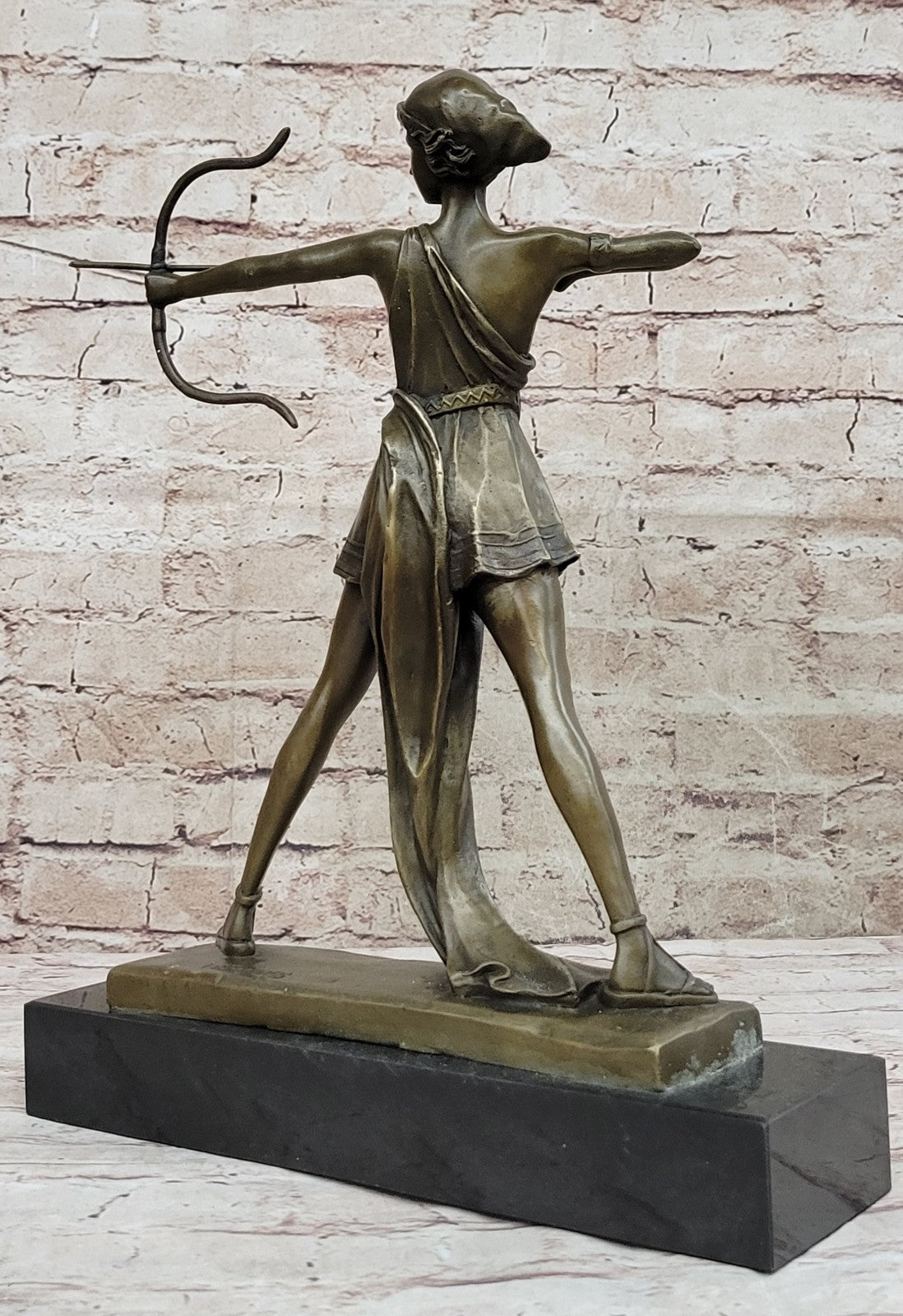 Bronze Statue Girl Diana w/bow Diane The Archer Sculpture Home Office Decor Gift