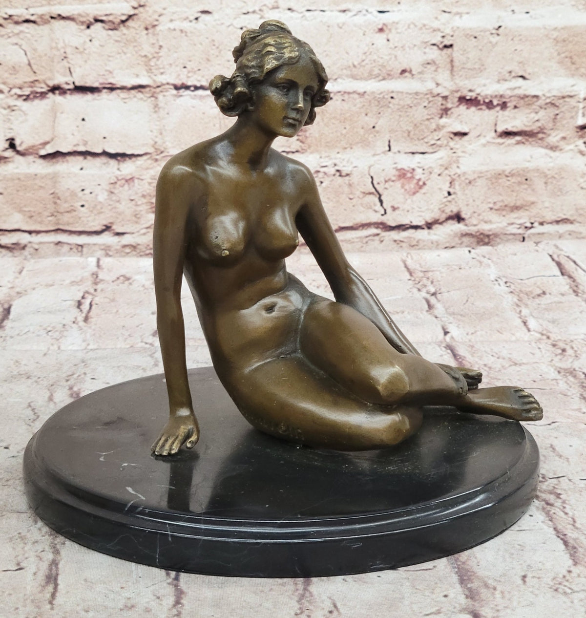 Sexy Nude Female Bronze Statue Marble Base Sculpture Decor Lost Wax Method Sale