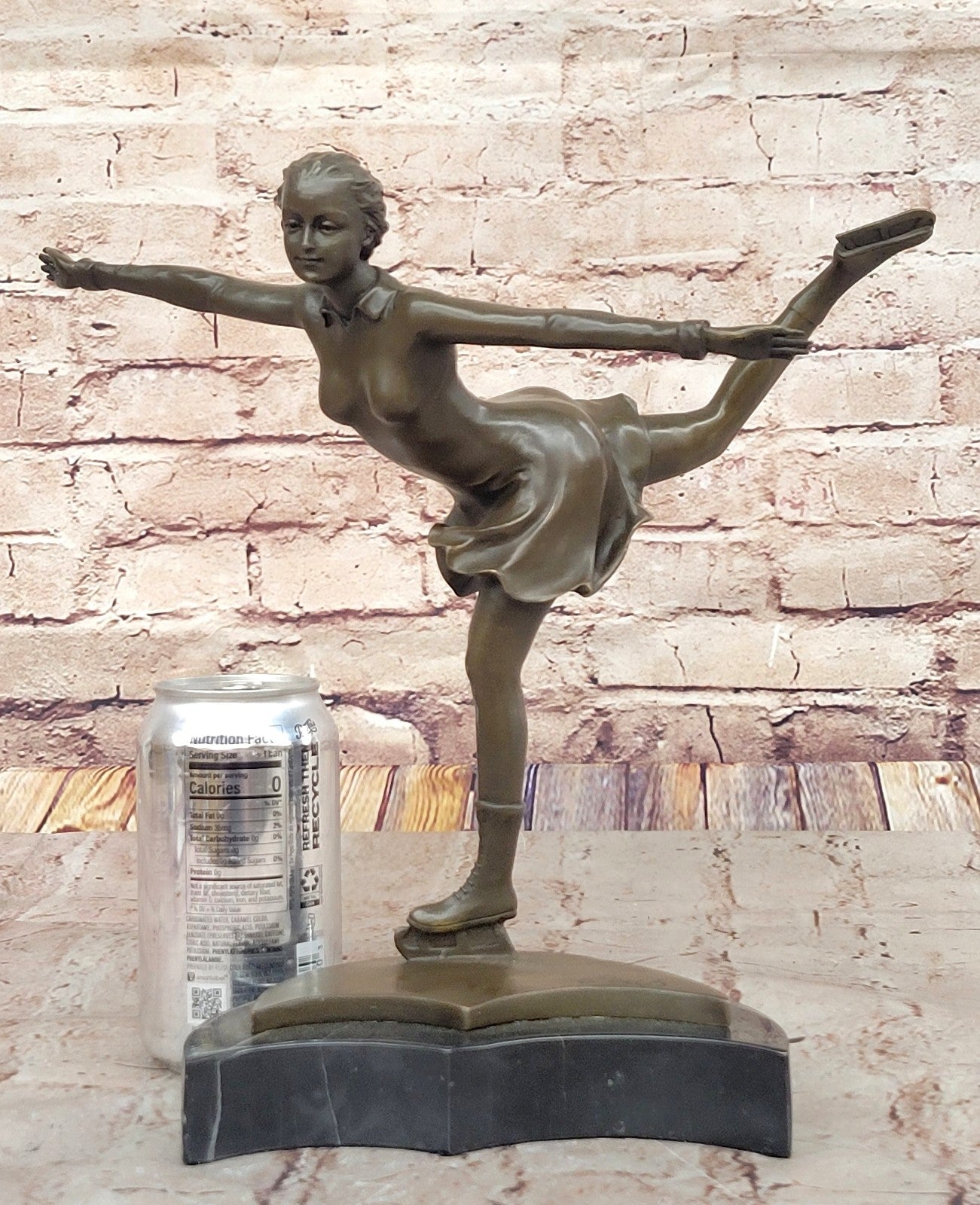 Handcrafted bronze sculpture SALE Trophy Sport Olympic Skater Ice Preiss