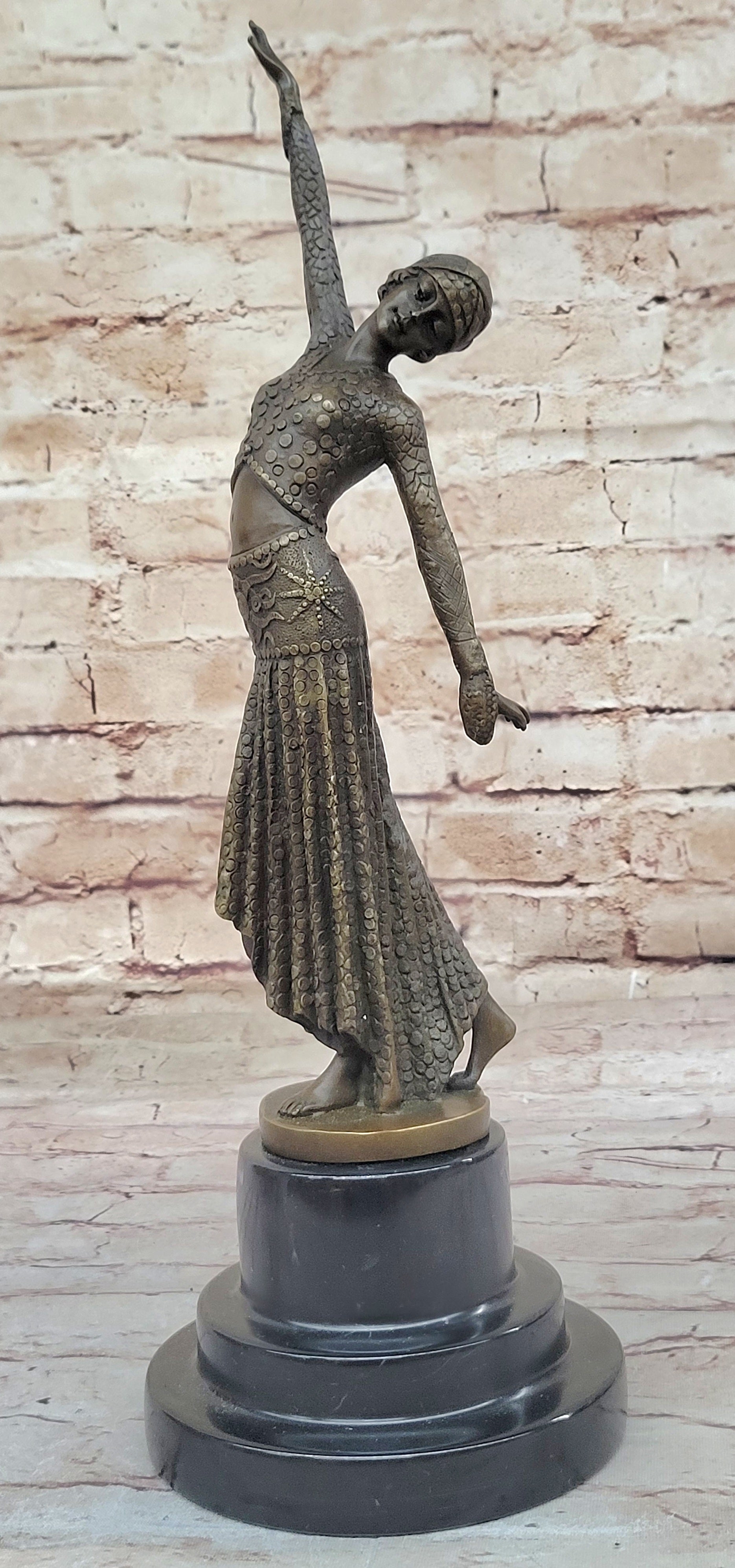 Bronze Statue **DEAL** Signed Demetre Chiparus Elegant Standing Dance Sculpture