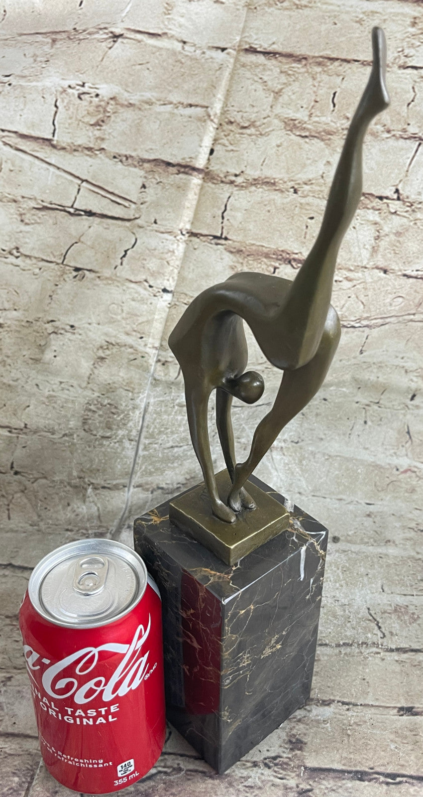 Abstract Modern Art Abstract Brown Patina Ballerina Figurine Bronze Sculpture NR