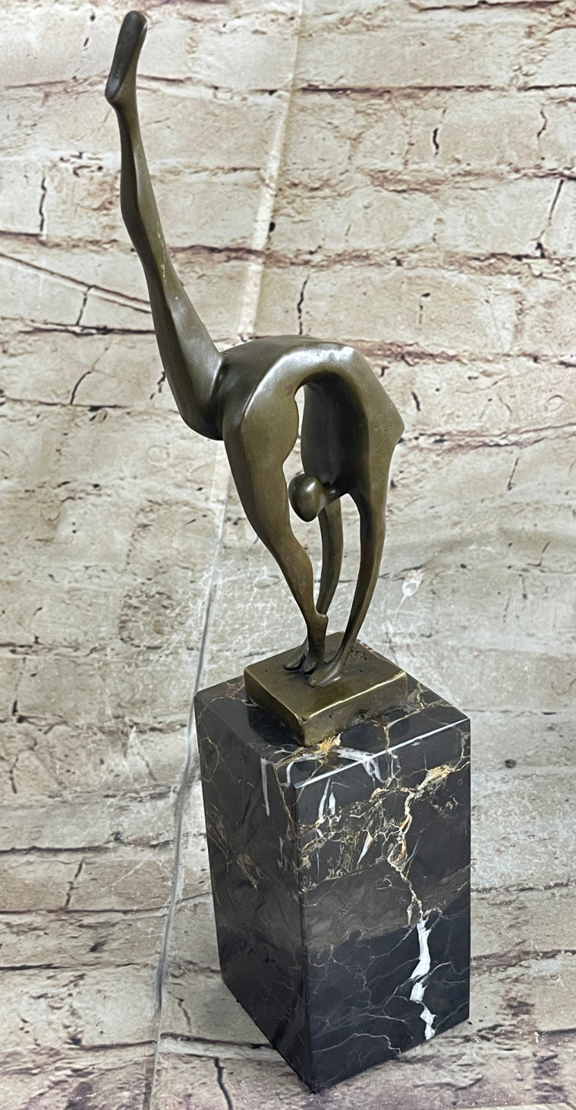 Abstract Modern Art Abstract Brown Patina Ballerina Figurine Bronze Sculpture NR
