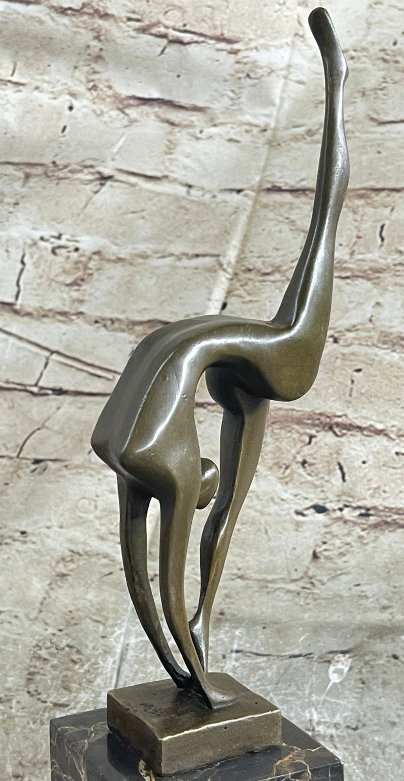 Abstract Modern Art Abstract Brown Patina Ballerina Figurine Bronze Sculpture NR