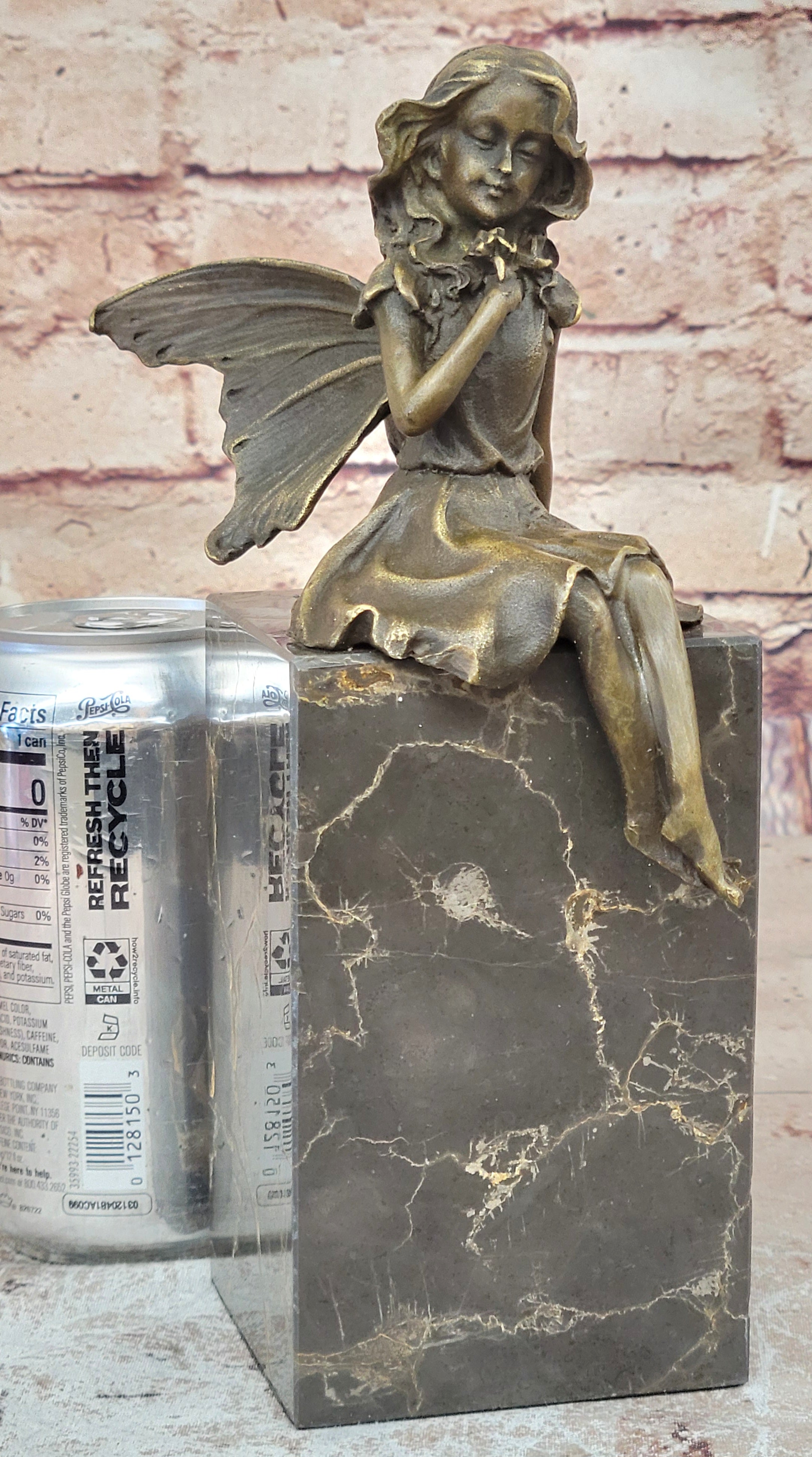 FAIRY 100% BRONZE FANTASY ART NOUVEAU WINGED WOOD NYMPH SCULPTURE STATUE FIGURE