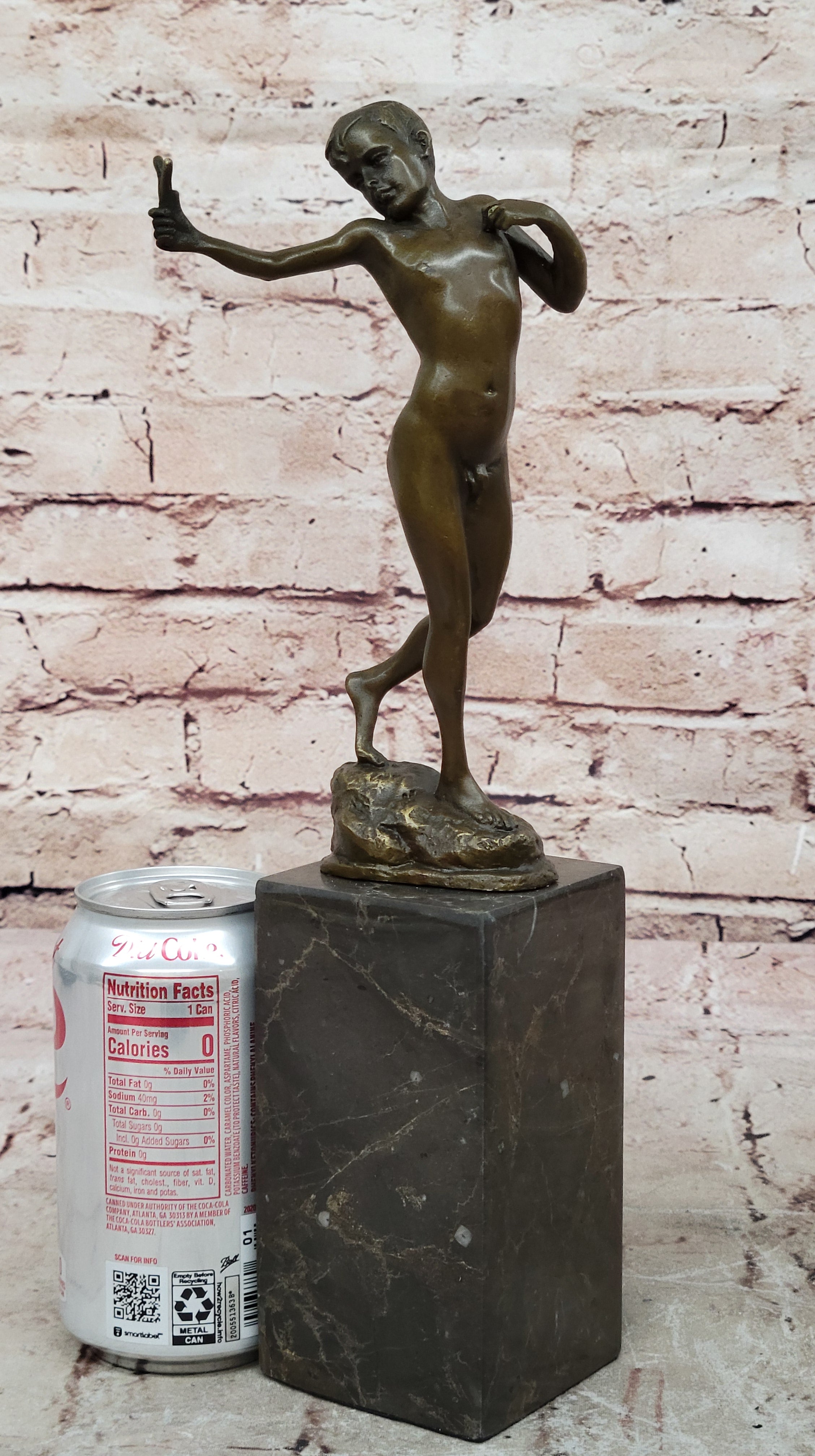 Signed Original Milo Nude Boy Sling Shot Bronze Hot Cast Handcrafted Sculpture