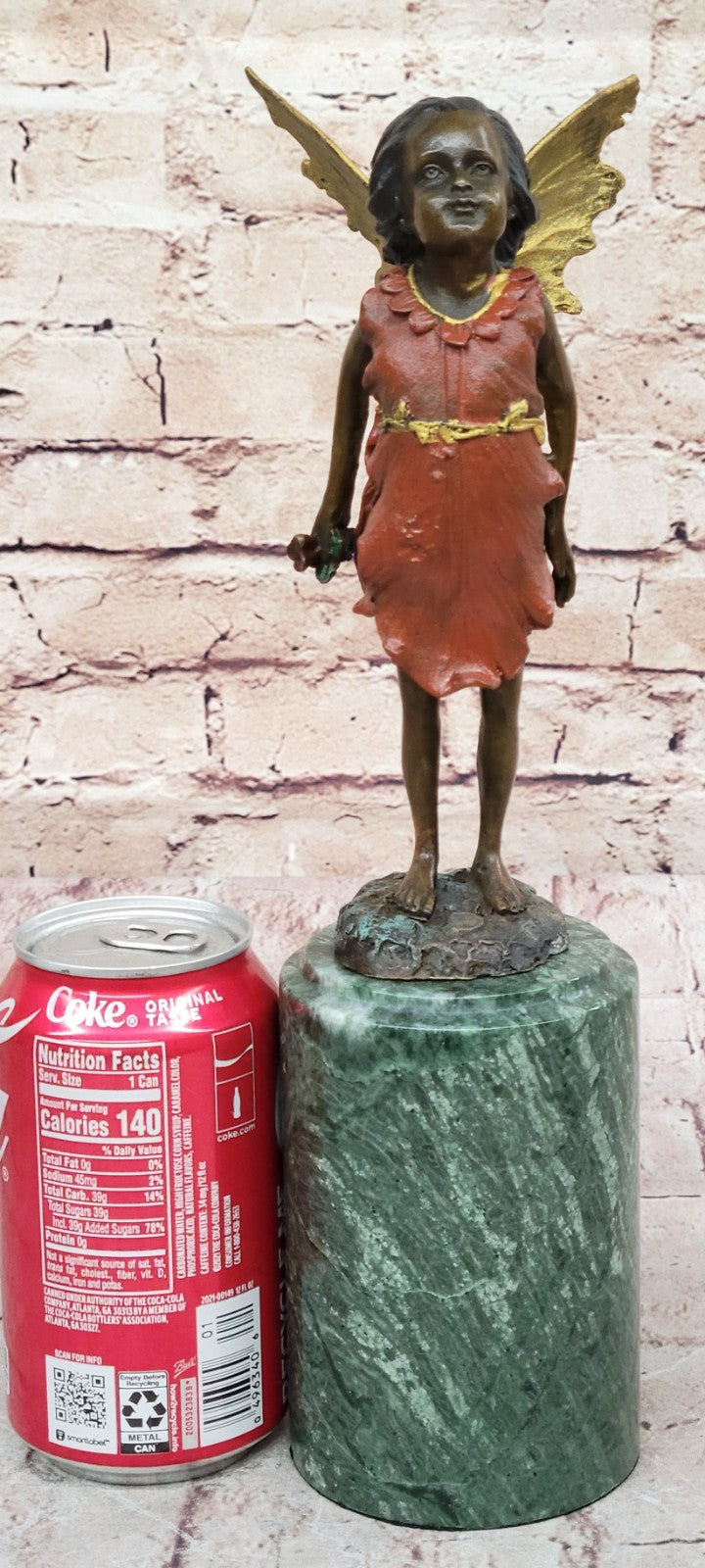 Original Art Deco Cherub Fairy Butterfly Angel Bronze Hot Cast Marble Figurine