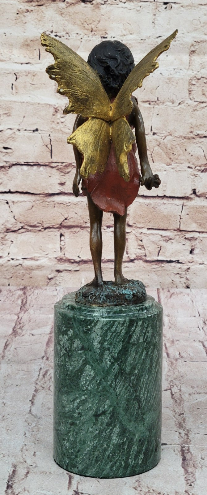 Original Art Deco Cherub Fairy Butterfly Angel Bronze Hot Cast Marble Figurine