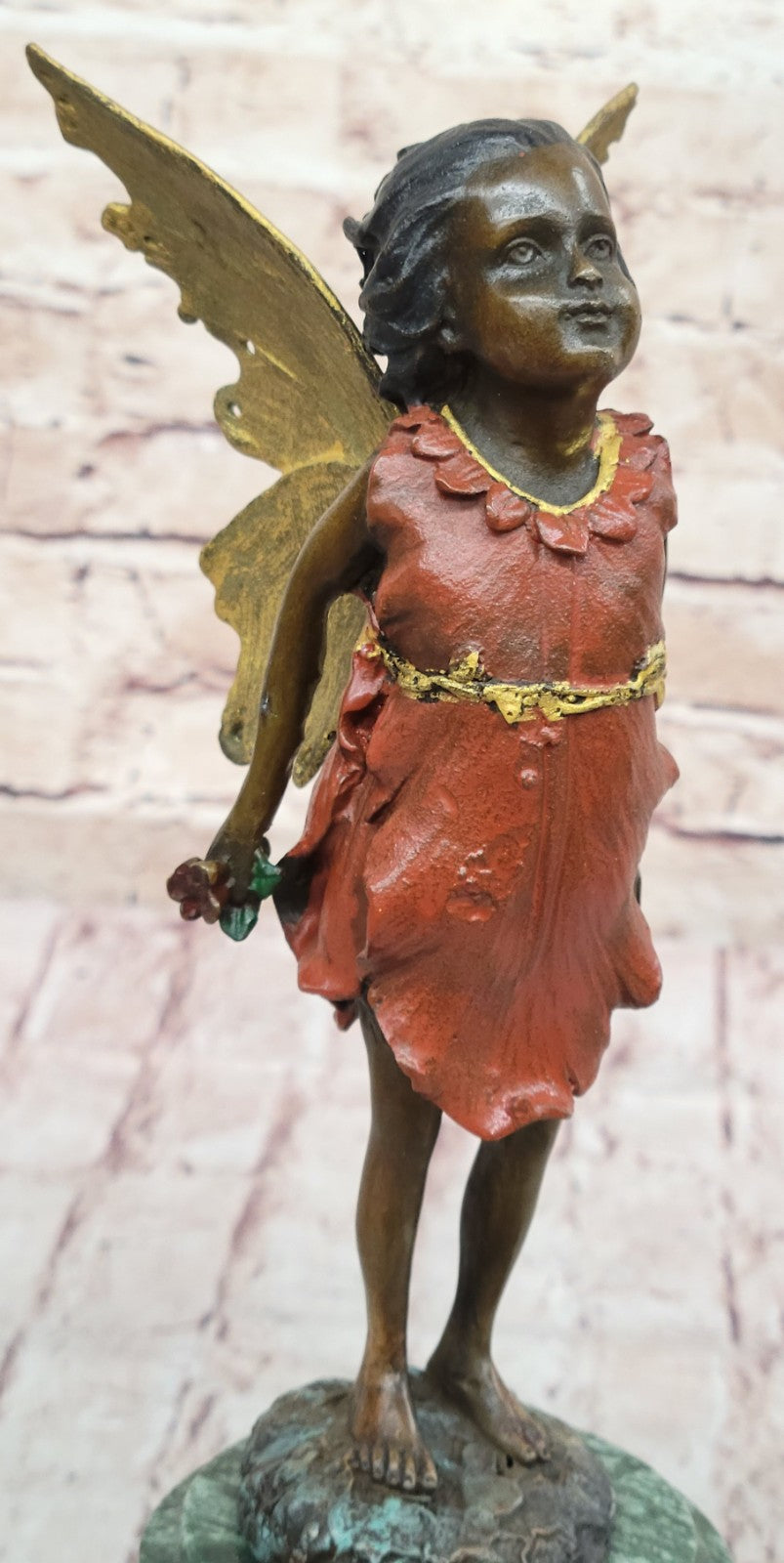 Original Art Deco Cherub Fairy Butterfly Angel Bronze Hot Cast Marble Figurine