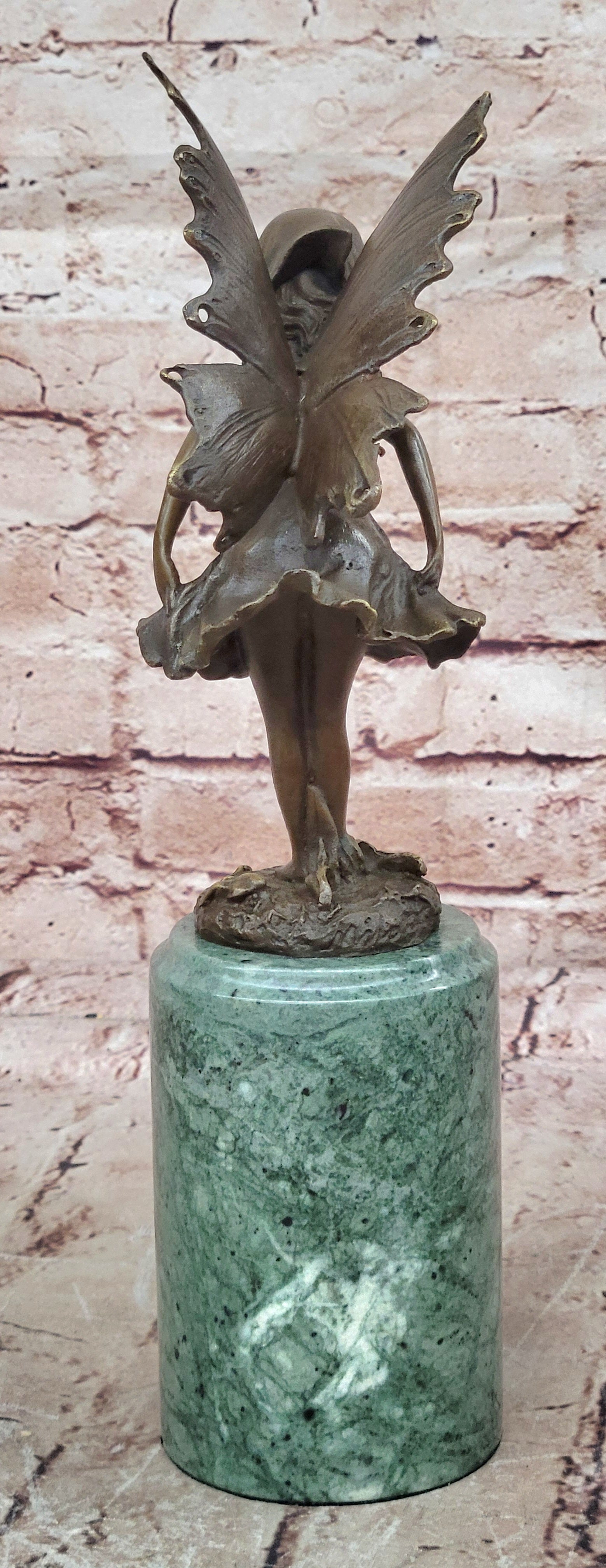 Butterfly Angel Little Girl Vintage Bronze Signed Original Miguel Lopez Sculpture