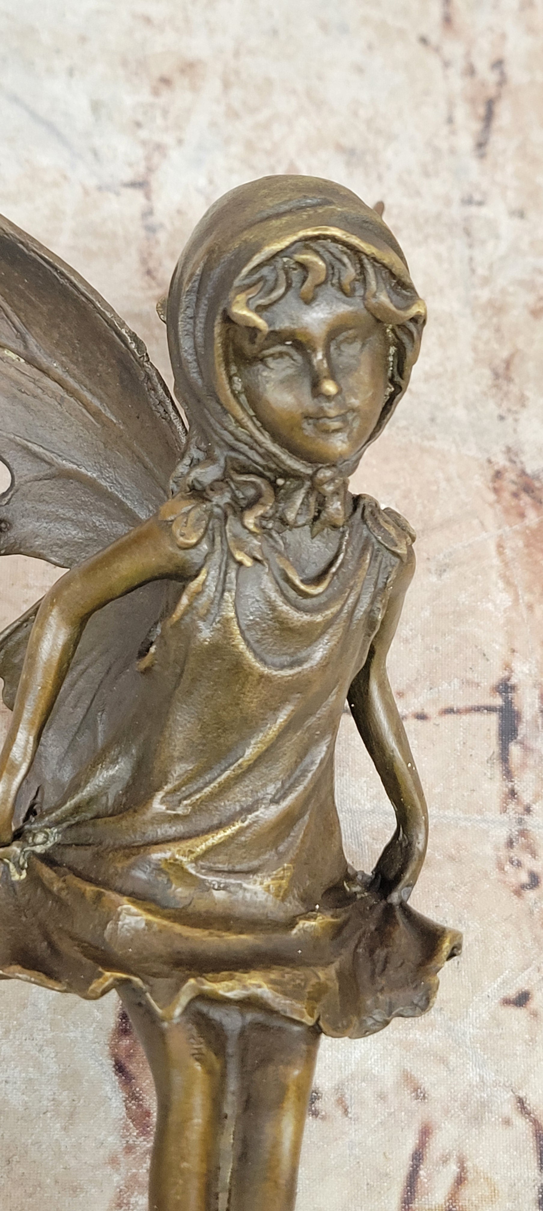 Butterfly Angel Little Girl Vintage Bronze Signed Original Miguel Lopez Sculpture