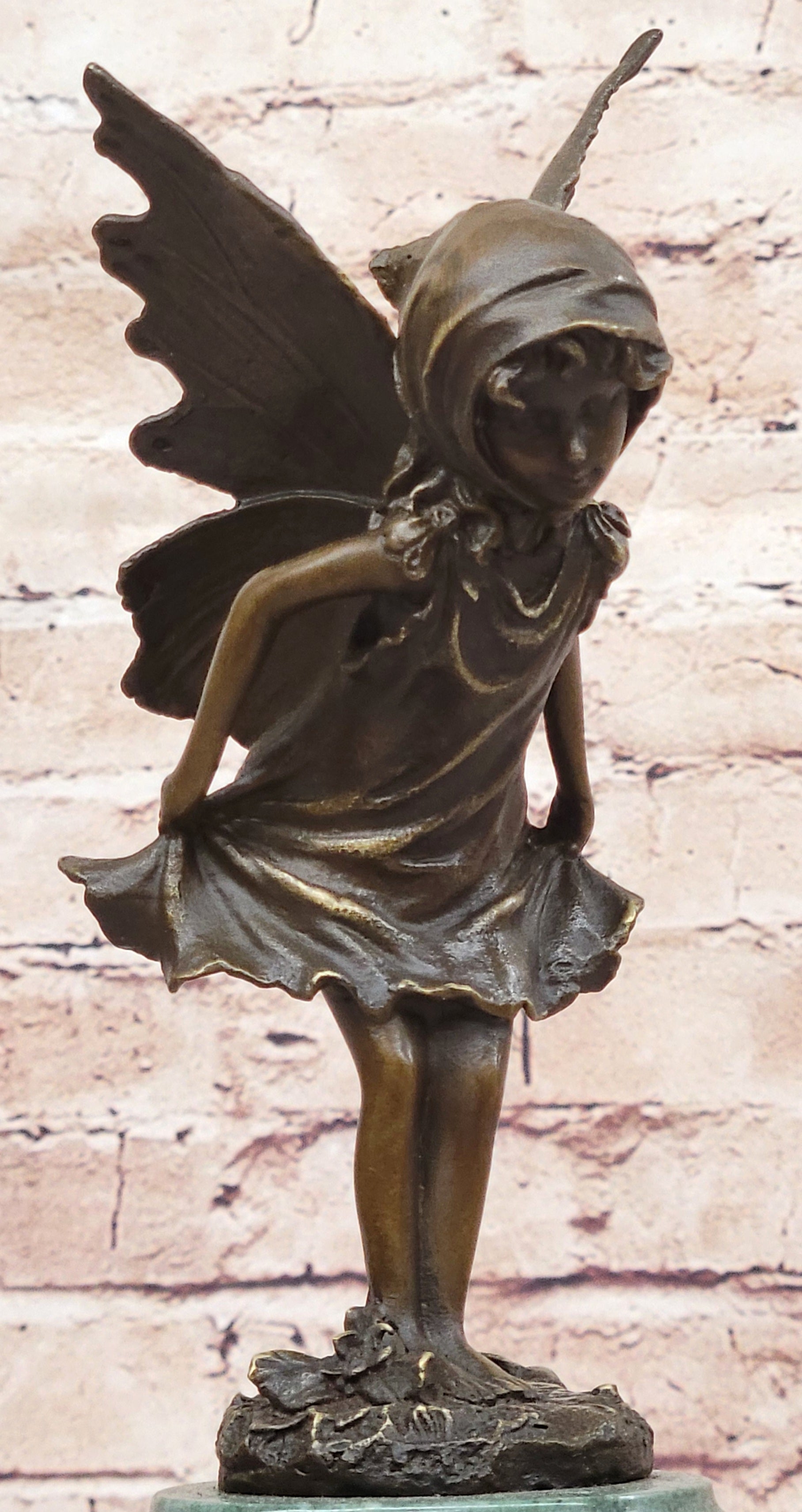 Butterfly Angel Little Girl Vintage Bronze Signed Original Miguel Lopez Sculpture